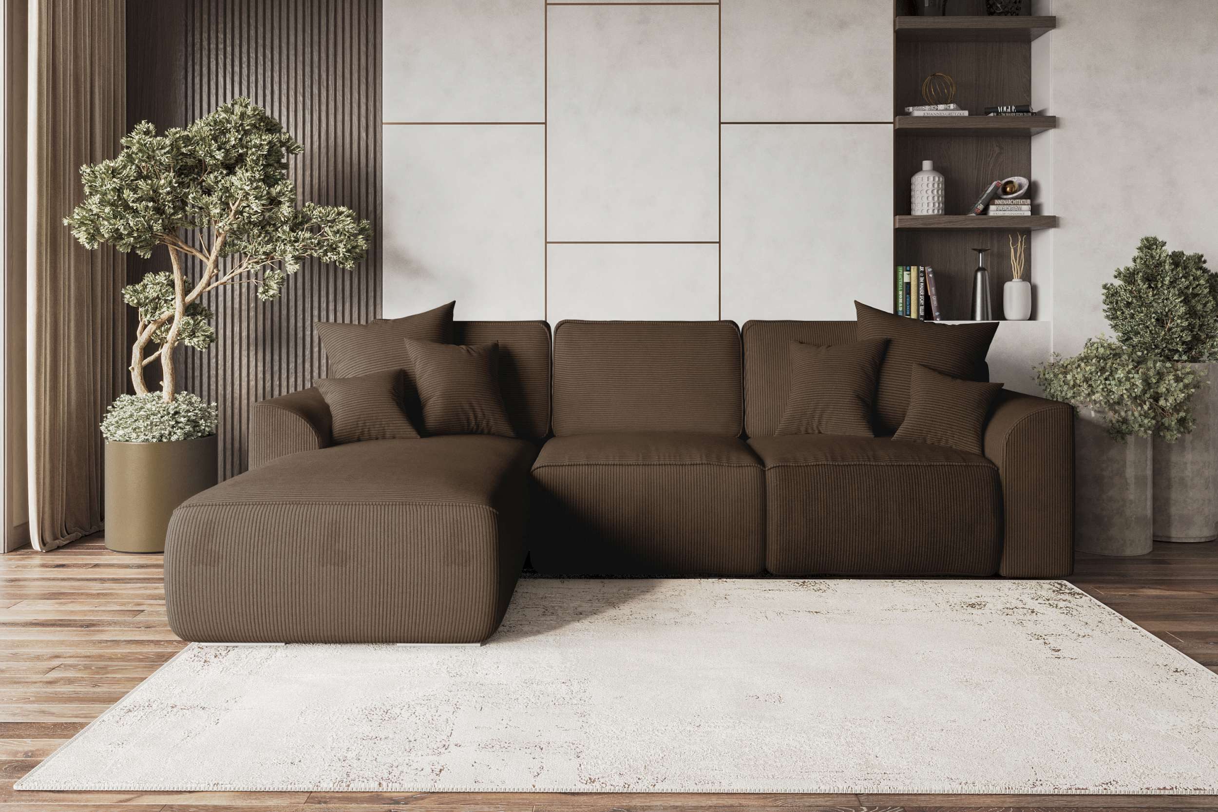 99rooms Ecksofa Gusto, Sofa L-Form, Eckcouch, mit Schlaffunktion, abnehmbaren Rückenkissen, Bezug-Cordstoff POSO