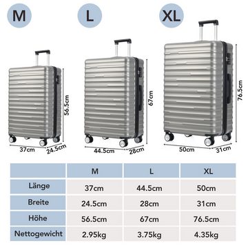 HEYHIPPO Handgepäckkoffer Gepäckset, M, L, XL, wasserdicht, ABS-Material, 360-Grad-Rolle, kratzfeste Oberfläche