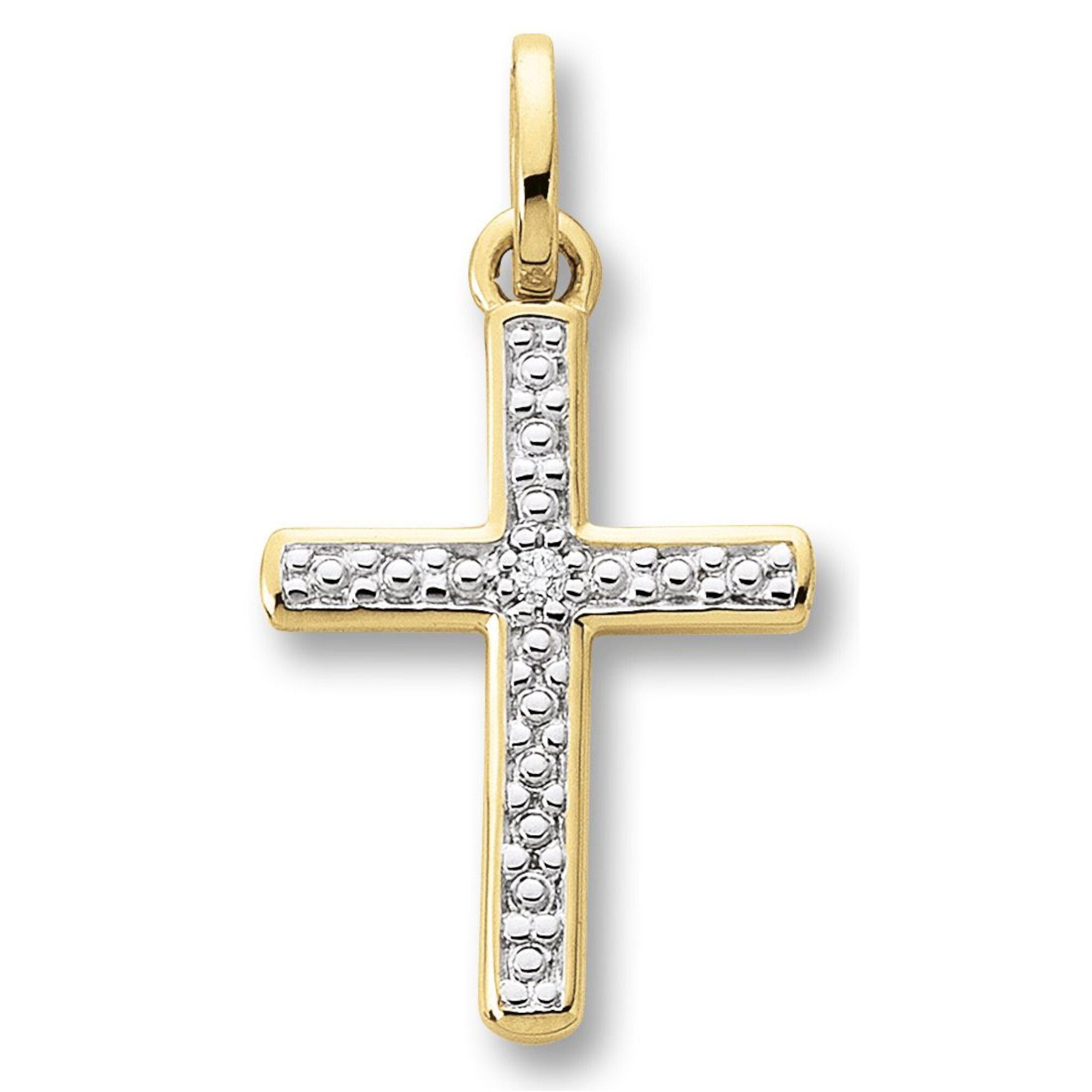 Kettenanhänger 0.01 ct Diamant Brillant Anhänger aus 585 Gelbgold