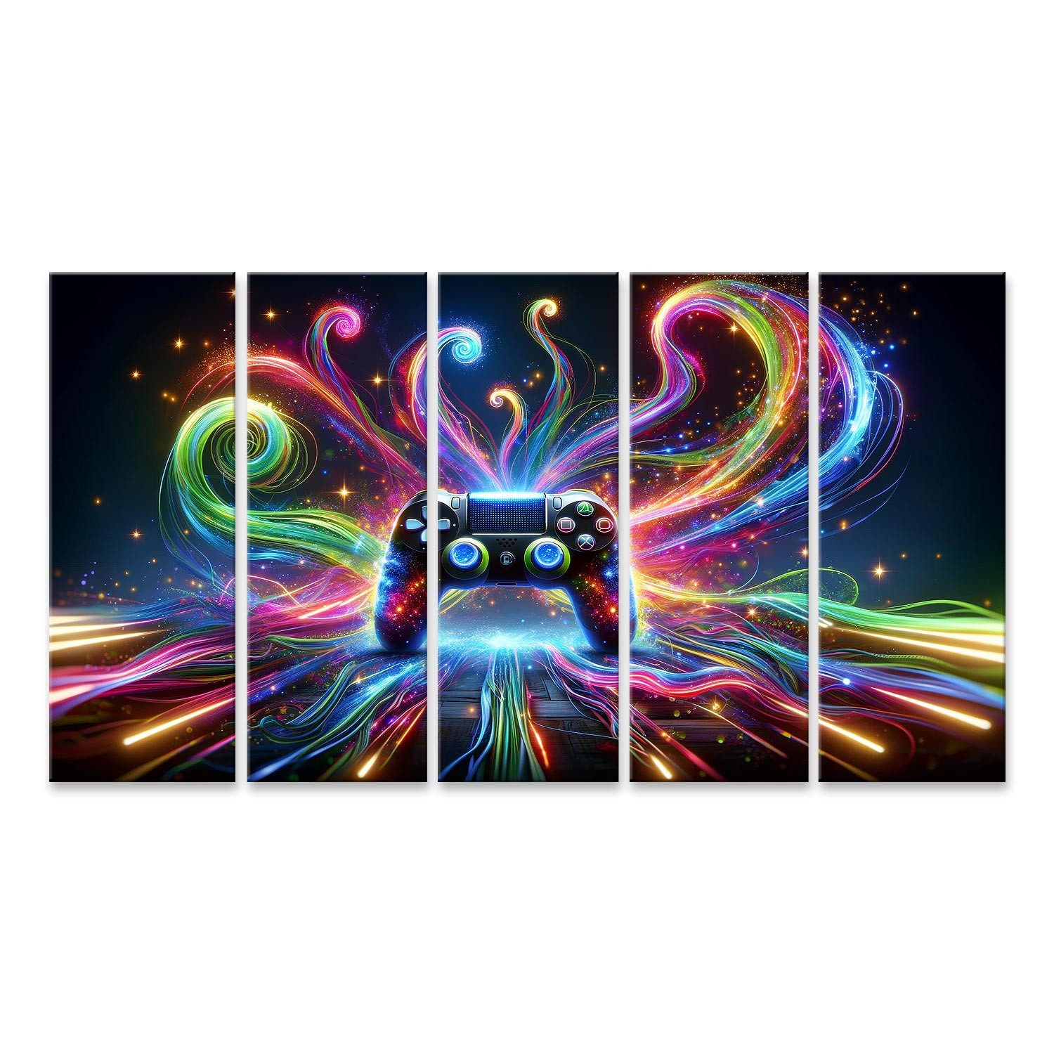 islandburner Leinwandbild Schräger Gaming-Controller Neonlicht