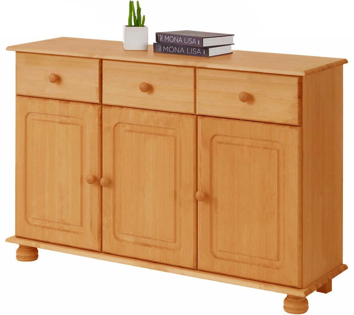 Home affaire Sideboard Mette, Kommode mit gefrästen, kugelförmigen Füßen, Breite 120 cm