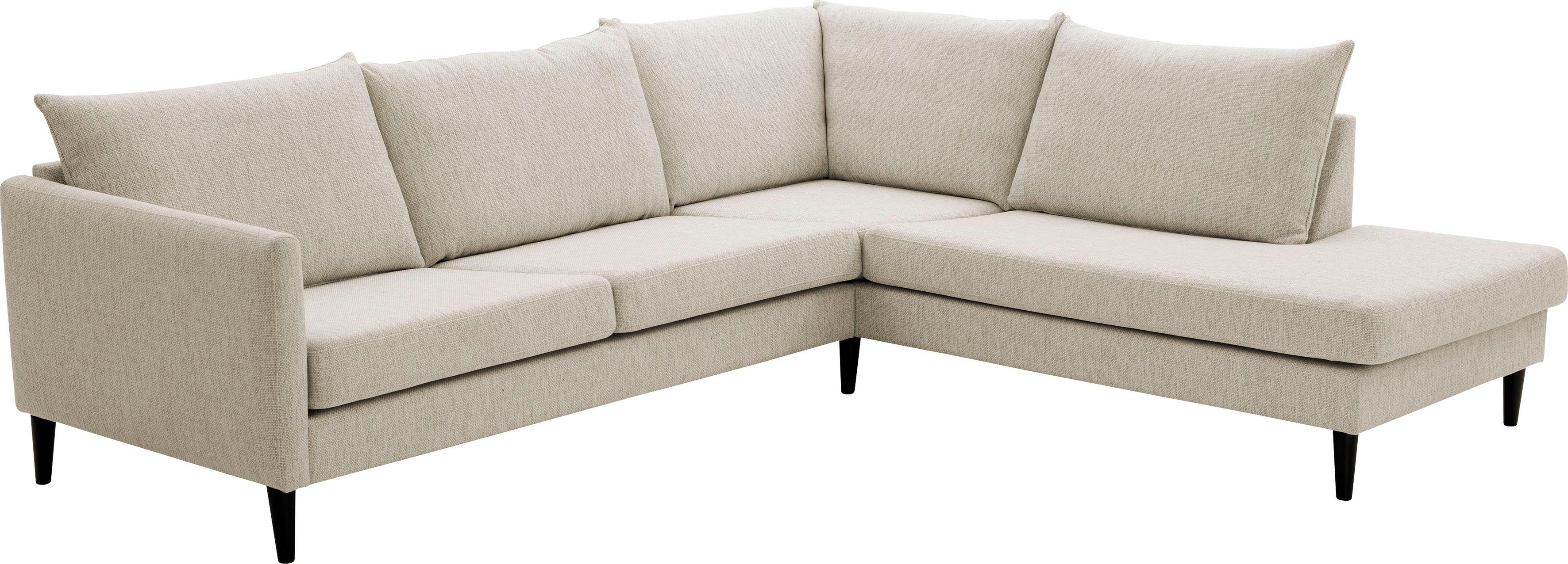 ATLANTIC home collection Ecksofa Rekvik L-Form, mit Wellenunterfederung, mit Massivholzfüßen
