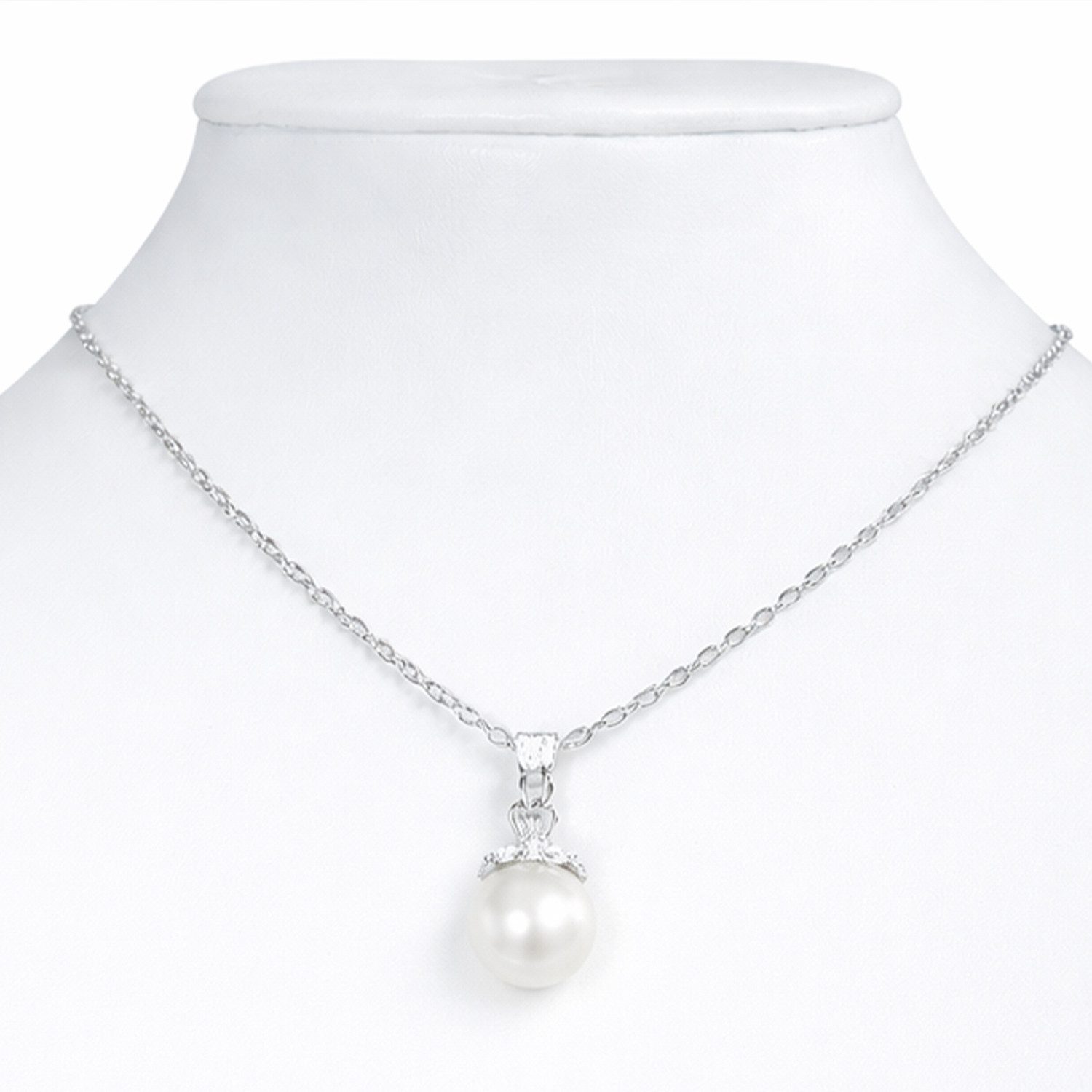 LUISIA® Kette mit Anhänger Halskette mit Perlen Anhänger und Premium Kristallen (1-tlg., inkl. Schmuckbox) – Bild 4 von 5