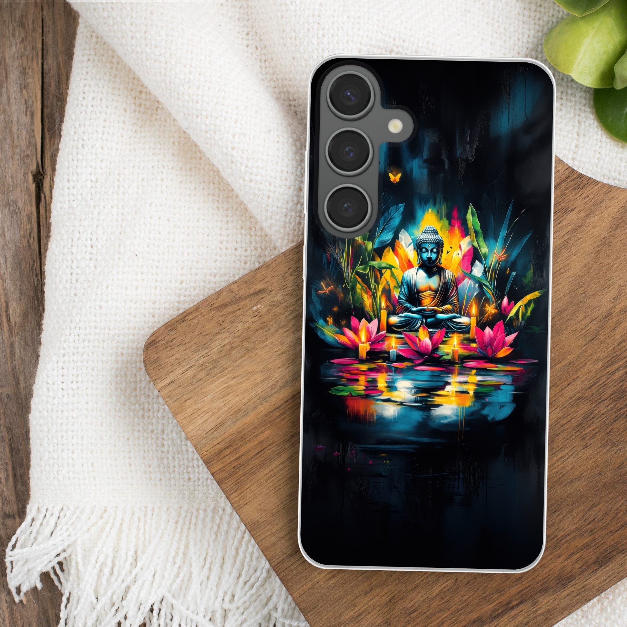 MuchoWow Handyhülle für Samsung Galaxy S24 Plus Kerzen - Blumen - Buddha - Wasser, Phone Case, Silikon, Schutzhülle Dünn