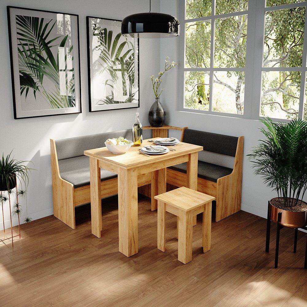 Vicco Sitzgruppe Roman, Goldkraft Eiche, 60 x 90 cm, (2-tlg)