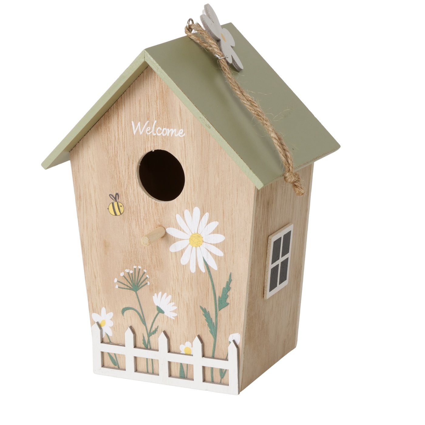 BOLTZE Vogelhaus Vogelhaus aus Holz " Welcome " mit Blumendruck natur/cremeweiß von Bol