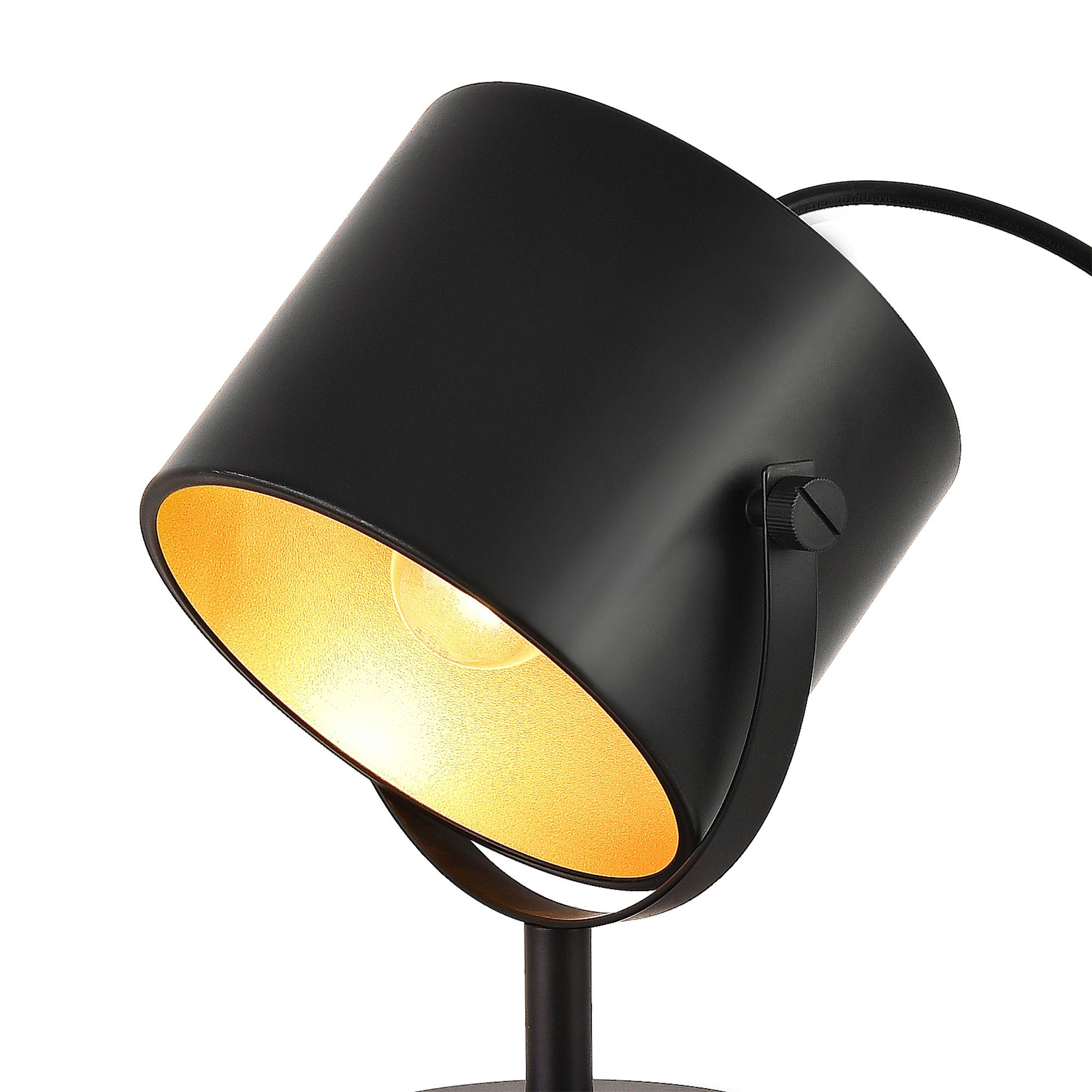 lux.pro max. ohne 60W Tischleuchte, Schwarz Metall »Farstorp« Nachttischlampe Ein-/Ausschalter, E27 Leuchtmittel, Tischlampe