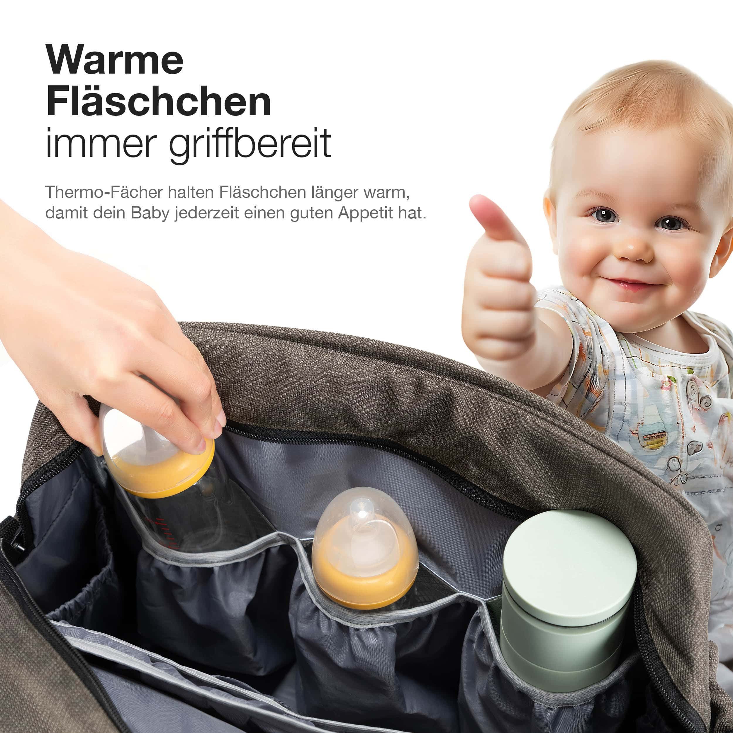 Daliya® Wickeltasche ALPINO PURE Tasche mit praktischen Funktionen, inkl. Wickelunterlage (3-tlg., Wickeltasche, gepolsterte Wickelunterlage, Schulterriemen mit Karabiner), Wickeltasche mit 17 Fächern, Thermo-Fächern und Trolley-Funktion