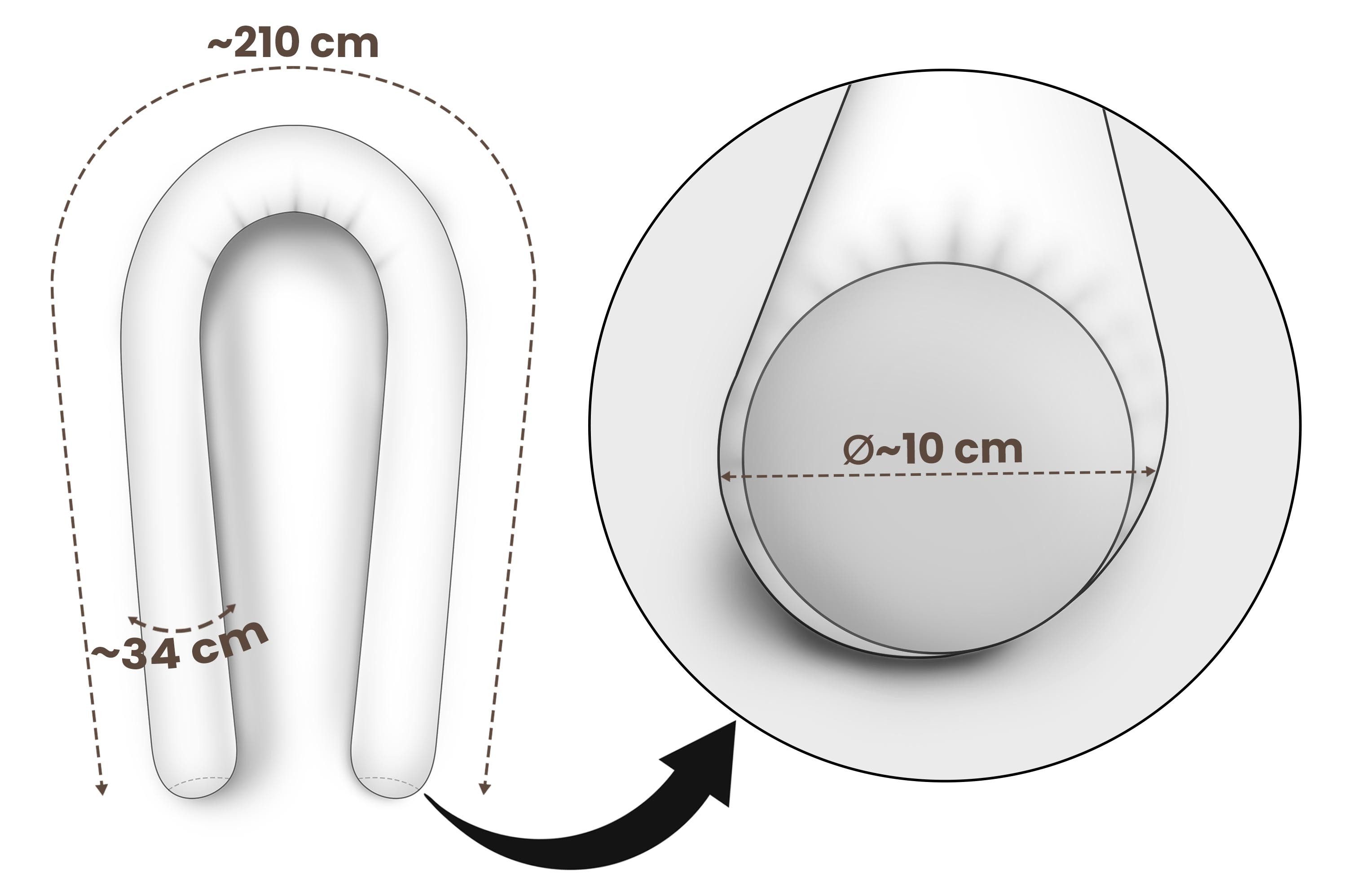 Amilian Nestchenschlange Bettschlange 210cm - Seitenschläferkissen - Nestschlangen, gepolstert, flexibel einsetzbar, pflegeleicht, Made in EU