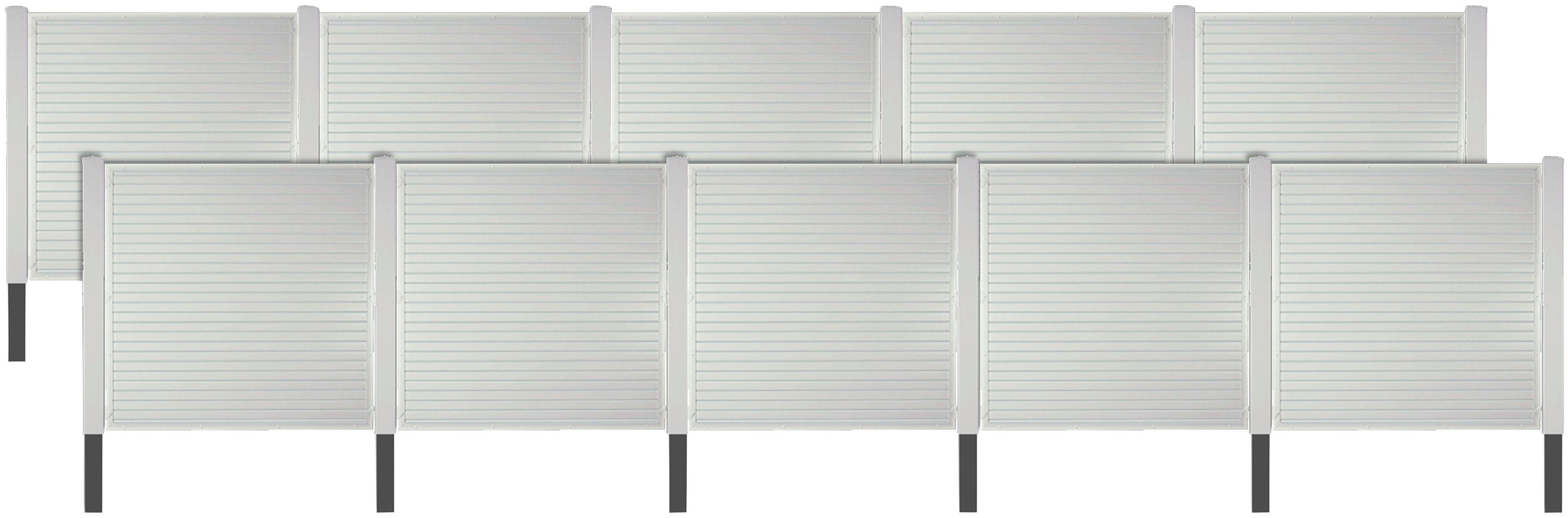Tetzner & Jentzsch Sichtschutzelement LAREDO 8, (Set), Nie wieder streichen. Weiße PVC-Kunststoffzäune