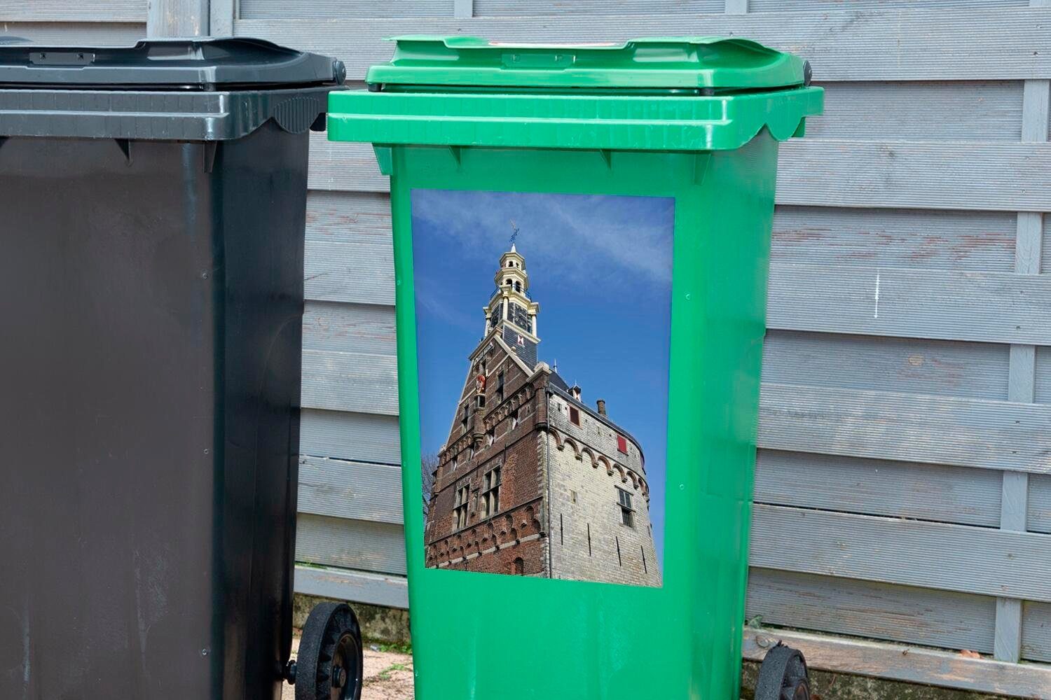 Container, St), Mülltonne, MuchoWow im Mülleimer-aufkleber, Abfalbehälter Sticker, Hoorn Der Hauptturm von Hafen (1 Wandsticker