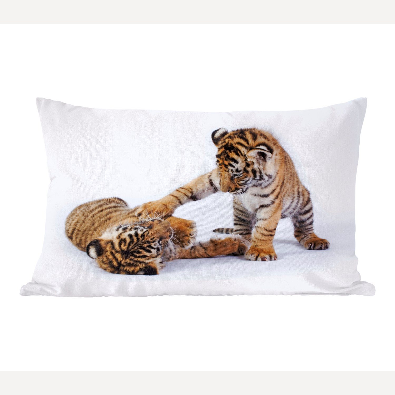 MuchoWow Dekokissen Tiger - Jungtier - Weiß, Wohzimmer Dekoration, Zierkissen, Dekokissen mit Füllung, Schlafzimmer