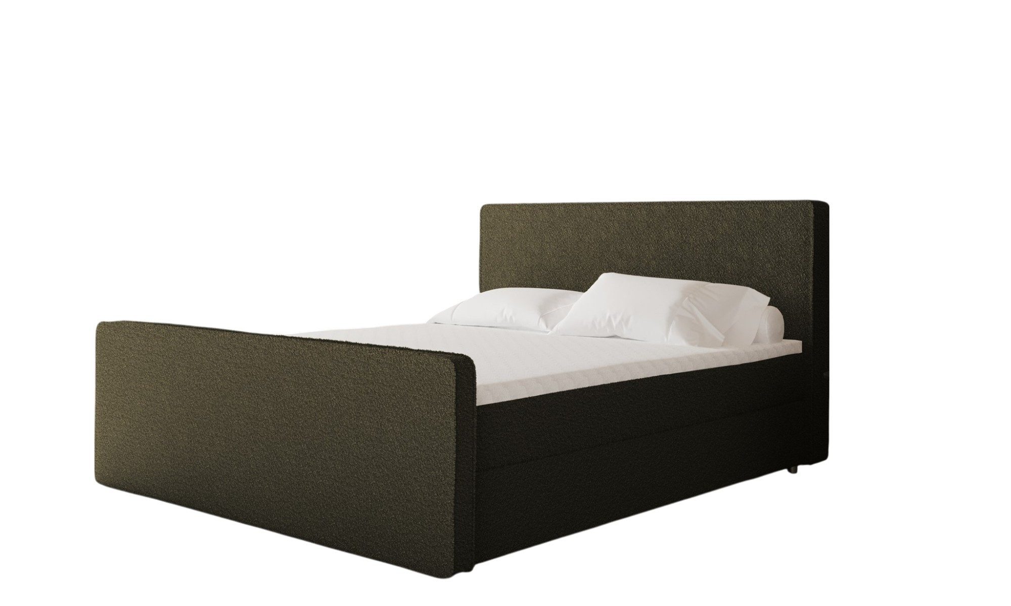 Fun Möbel Boxbett Schlafzimmerbett CELES 200er in Stoff Ascot (Füße: Kunststoff (Höhe: 2,5cm), Inkl. Topper), Inkl. Bettkasten