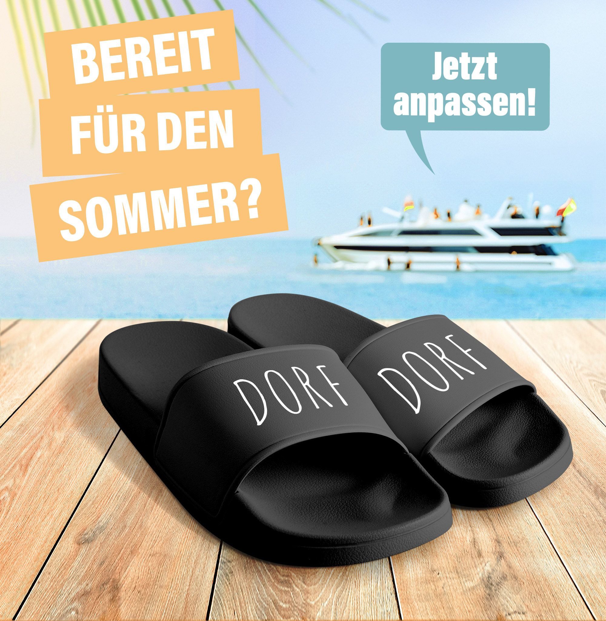 MoonWorks Badeschlappen Badelatschen Unisex Slides mit Aufdruck für Badesan günstig online kaufen