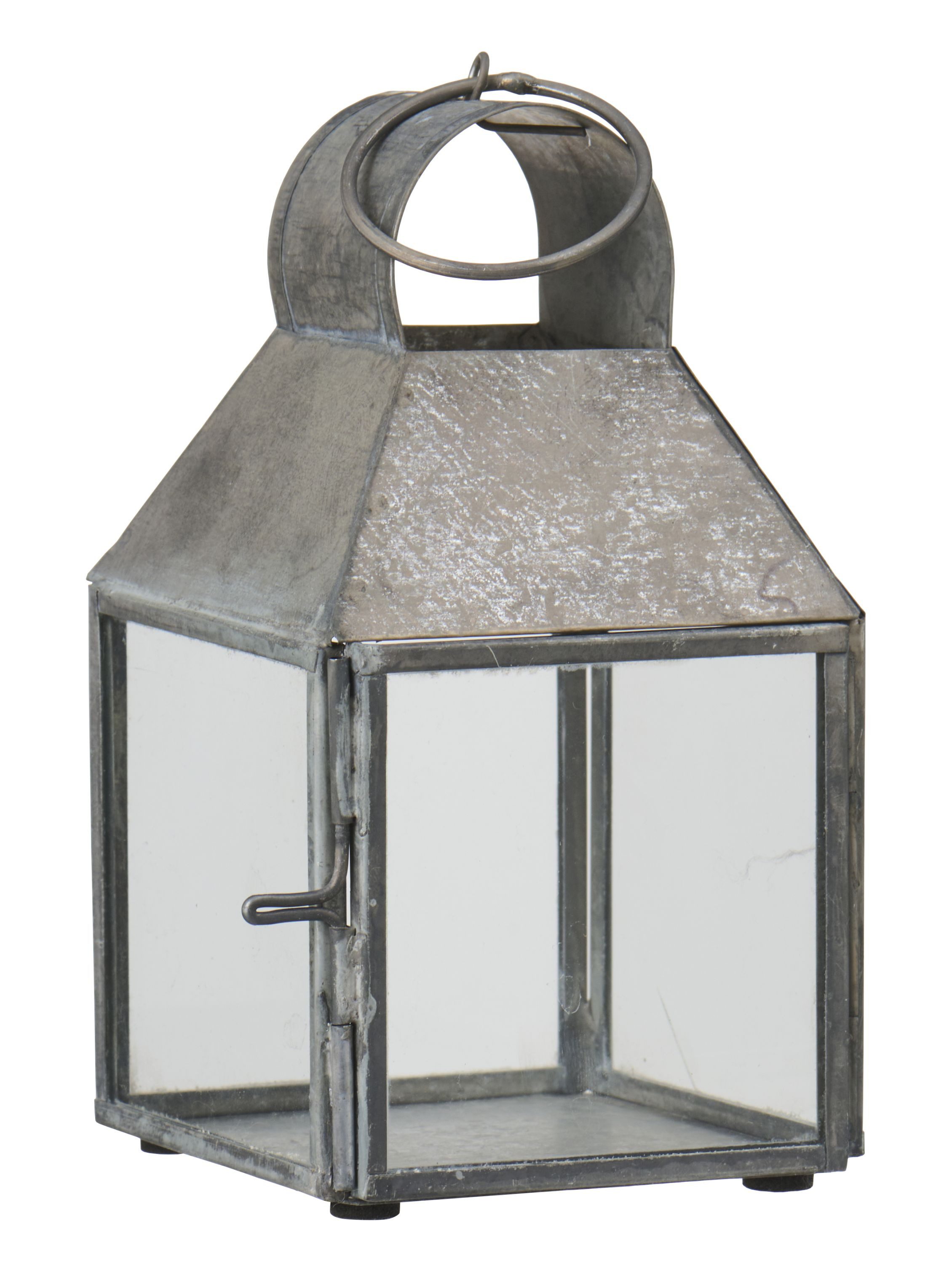 Ib Laursen Kerzenhalter Ib Laursen - Laterne Windlicht Kerzenhalter H 12,5cm Glas Metall Grau