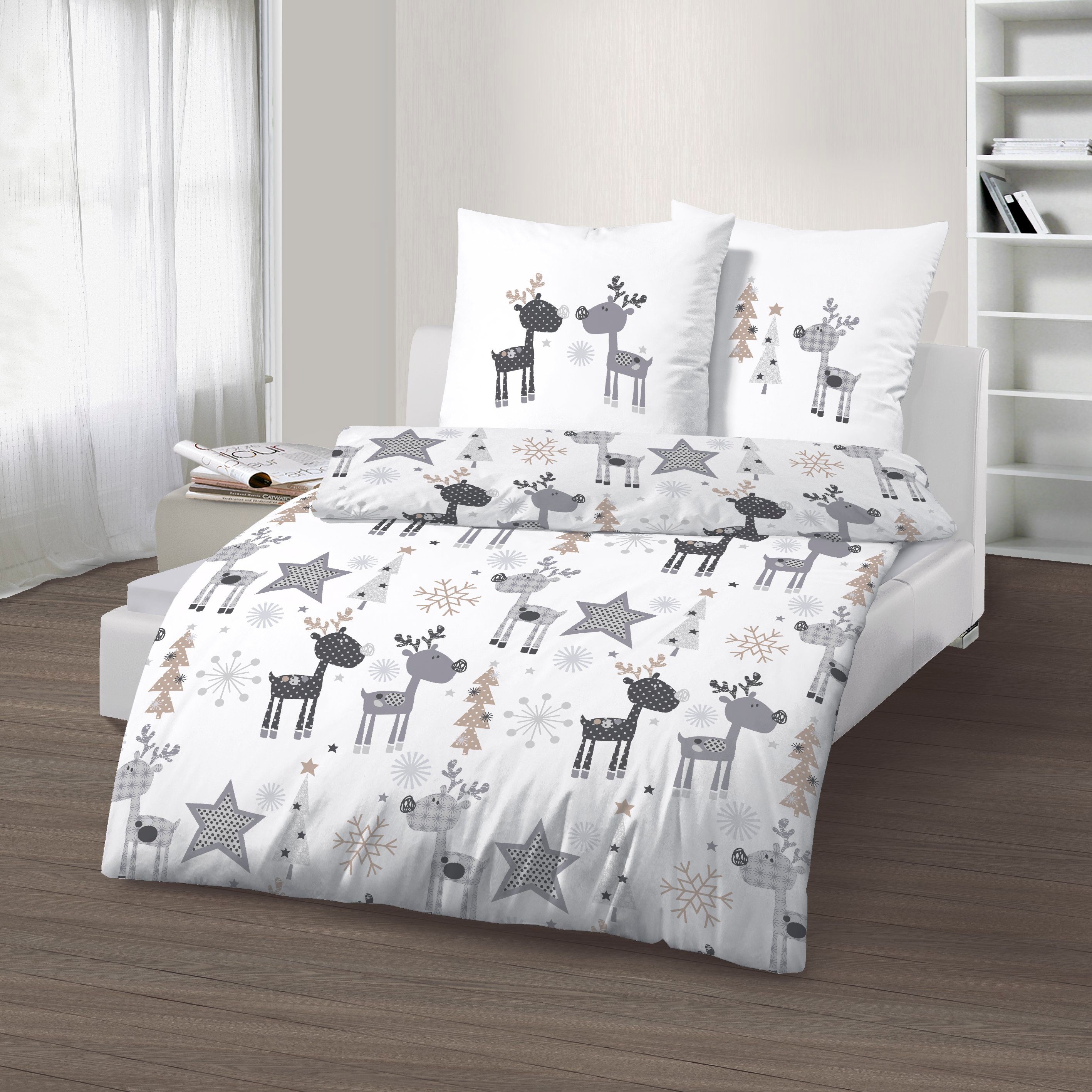 Träumschön Bettwäsche Biber Winter- Weihnachtsbettwäsche 135x200 günstig online kaufen