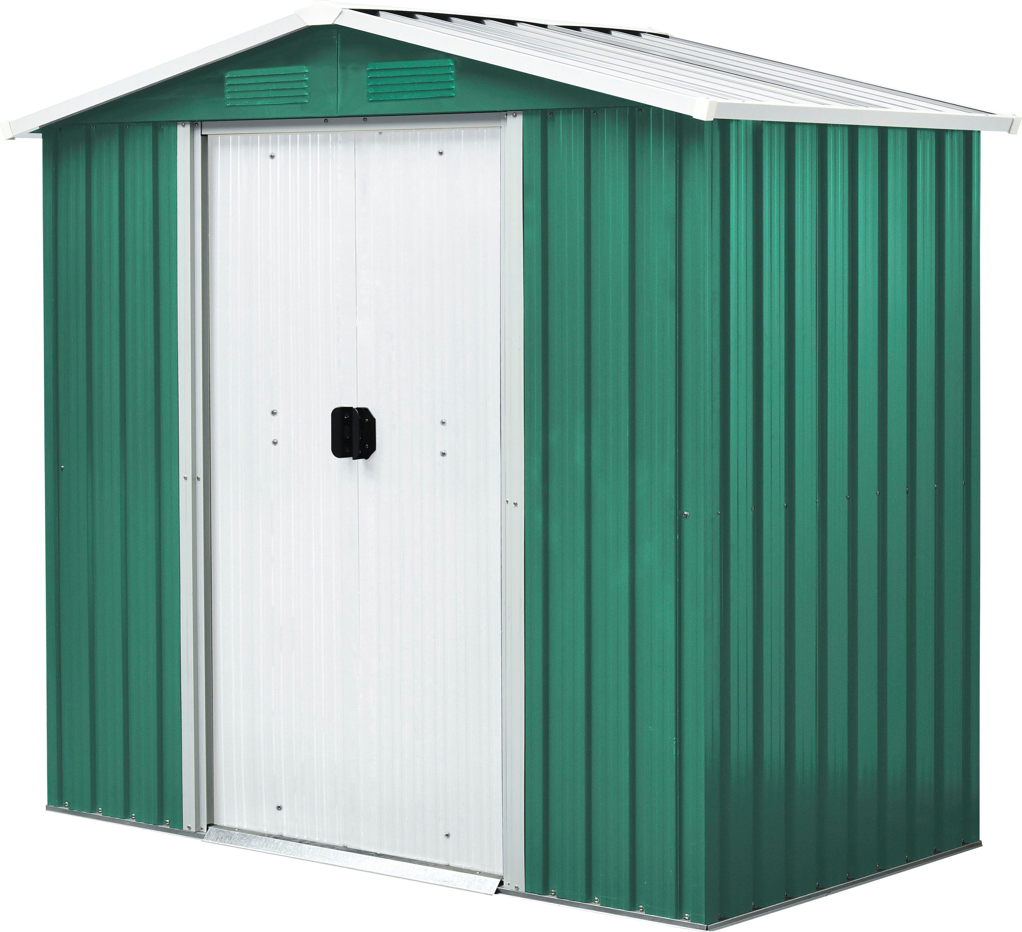Pergart Gerätehaus Köln II 64, BxT: 184x98 cm, Metall, mit Satteldach und integrierter Schiebetür, tanne/creme