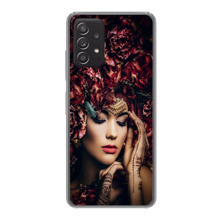 MuchoWow Handyhülle Frau - Blumen - Henna - Porträt Handyhülle Telefonhülle Samsung Galaxy A33