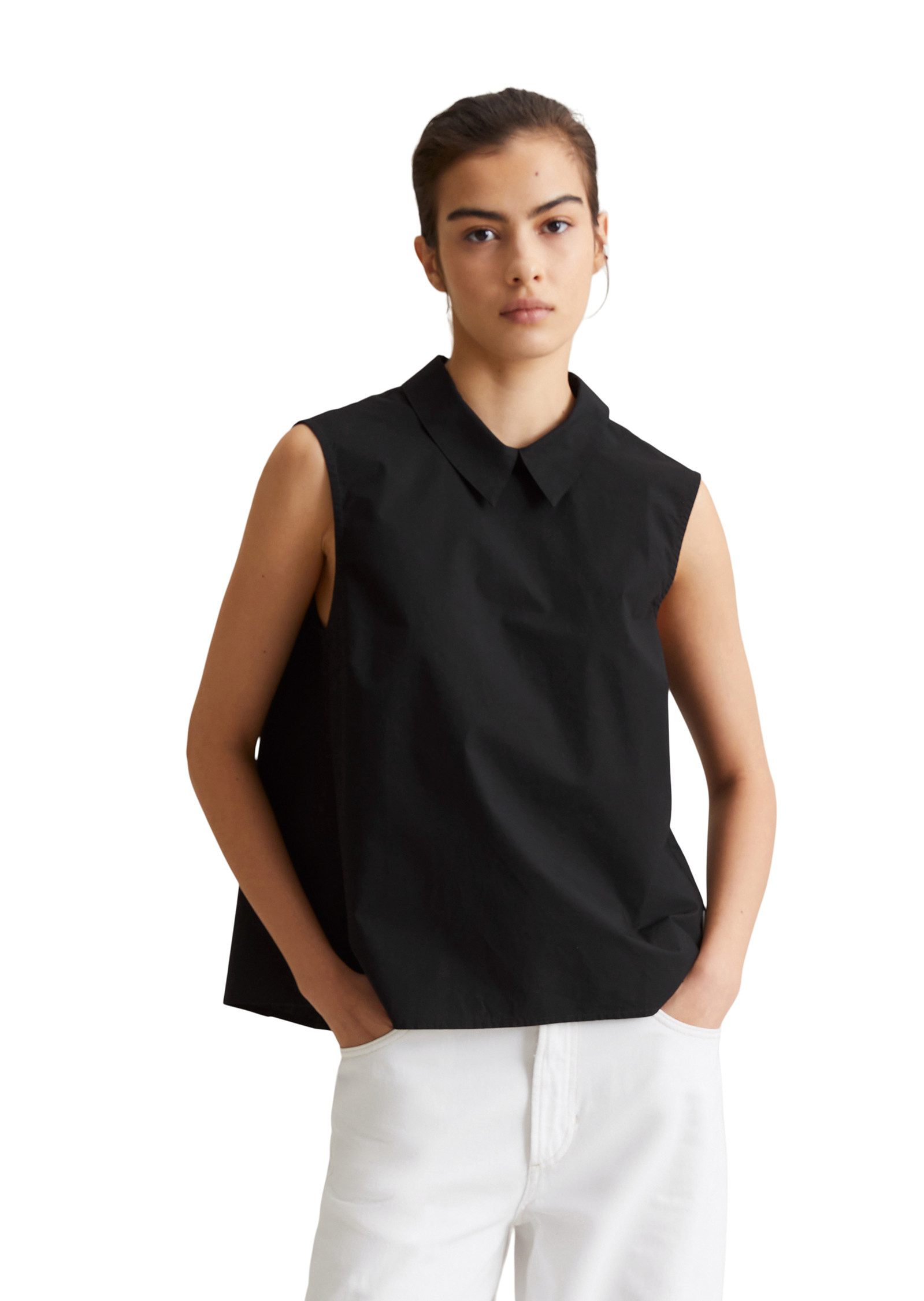 Marc O'Polo DENIM Blusentop Knopfleiste und Faltendetails am Rücken, ärmell günstig online kaufen