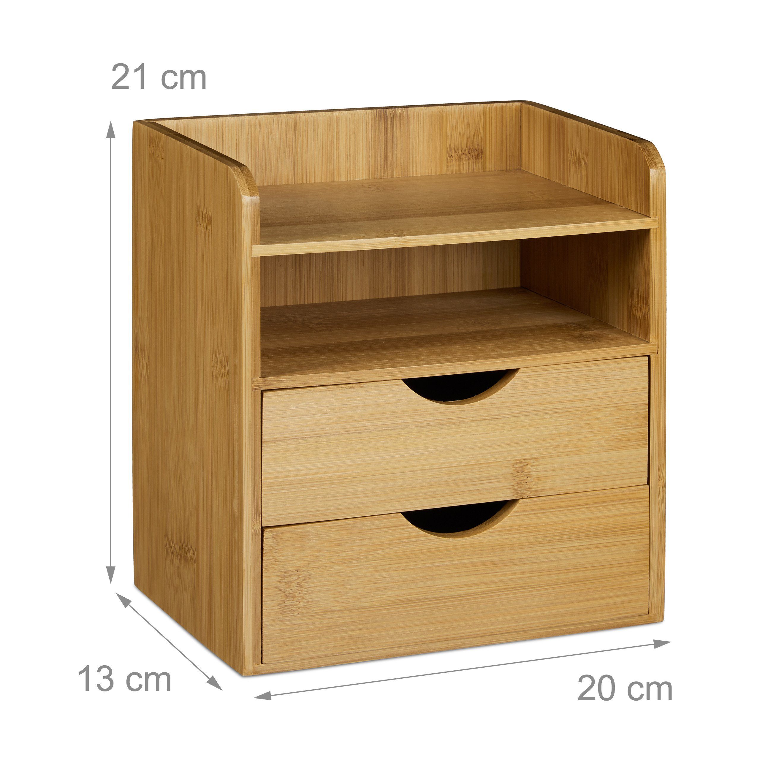 relaxdays Briefablage Schreibtisch-Organizer Bambus Schubladen
