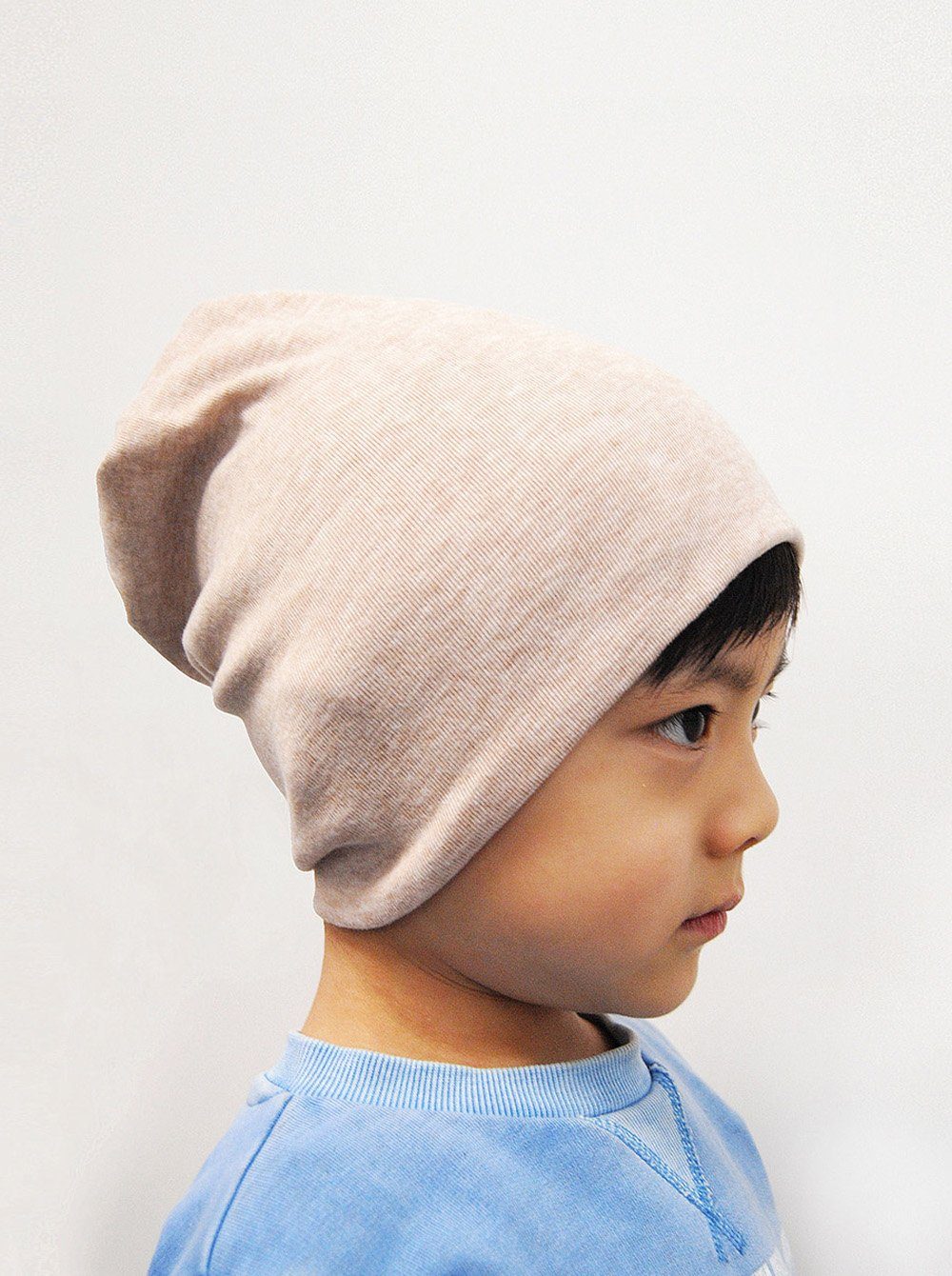 Baby Kinder Jersey Slouch Beanie Long Mütze mit StrassStern Unisex Baumwolle 