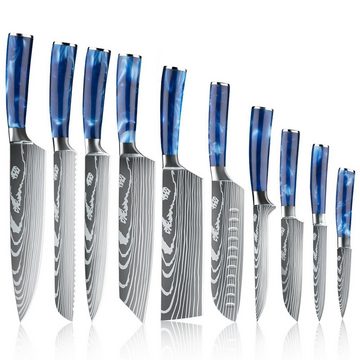 MDHAND Messer-Set (10-tlg), Professionelles Messerset Harzgriff, Blau