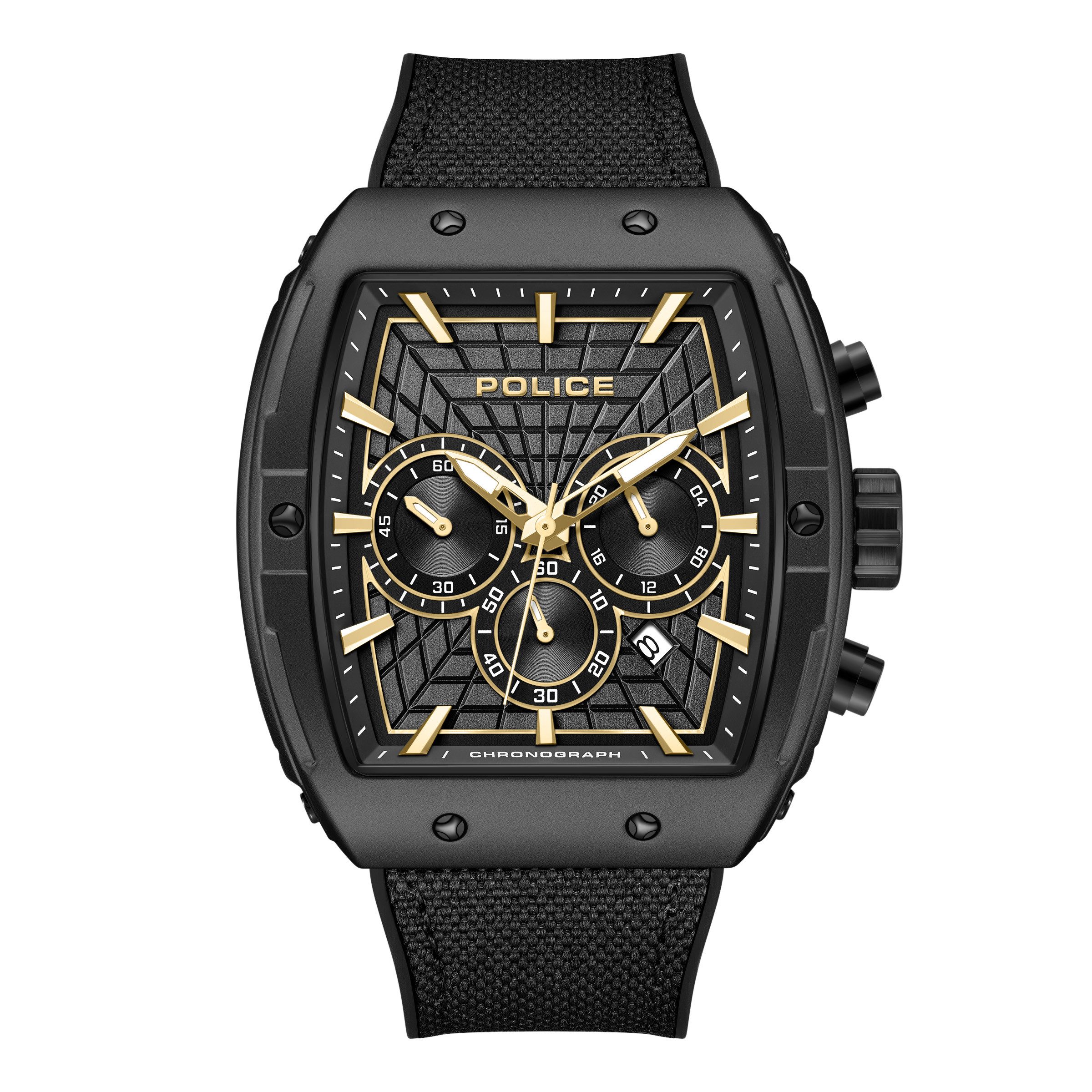Police Chronograph Coswig PEWGQ0093402, Quarzuhr, Armbanduhr, Herrenuhr, Silikonarmband, analog, Tag