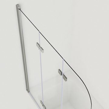Hopibath Badewannenaufsatz Glas Faltwand Badewannen, 6mm Sicherheitsglas mit beidseitig NANO, (Duschwand für Badewanne, 3 teilig faltbar), 140x140, 130x140, 120x140cm