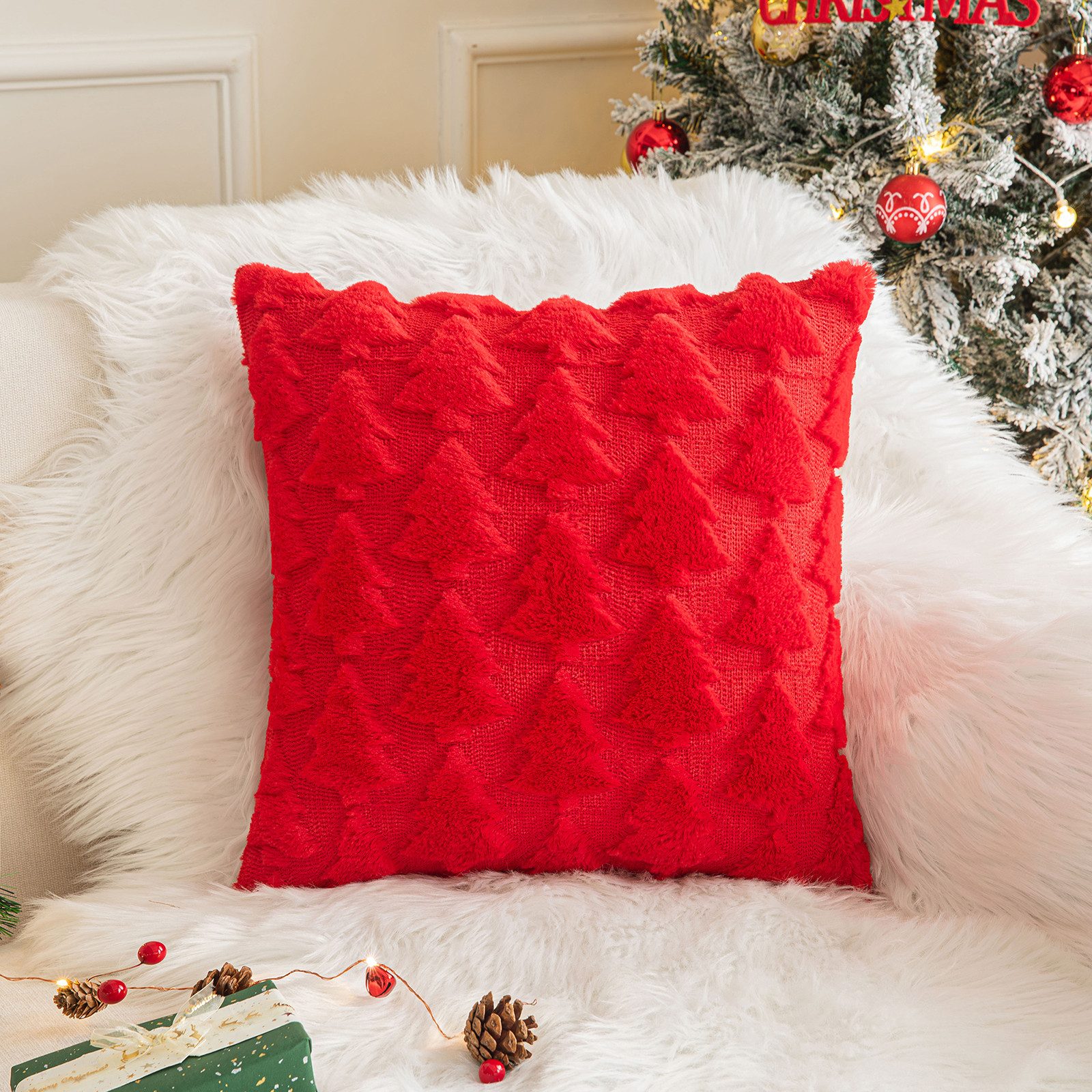 BTTO Kissenbezüge Kissenbezüge weihnachten 45x45cm,Schneeflocke/Baum Kissen günstig online kaufen