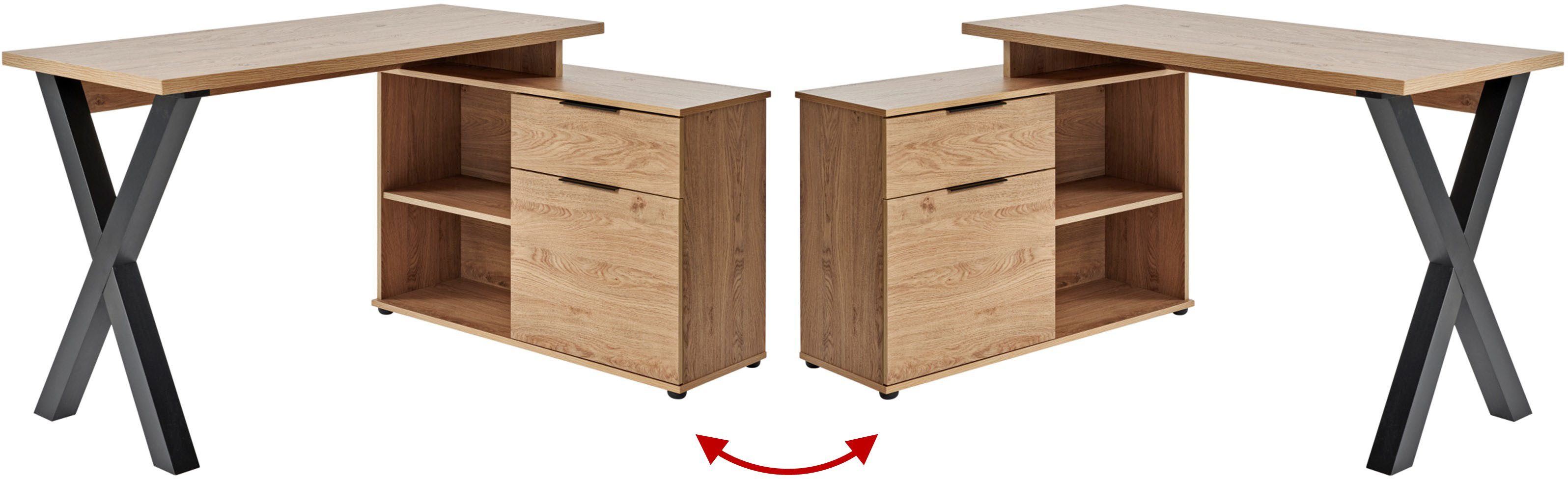 Jahnke Eckschreibtisch X-CLUB C 40 E (1-St), Eckschreibtisch, wechselseitig montierbar, X-Gestell