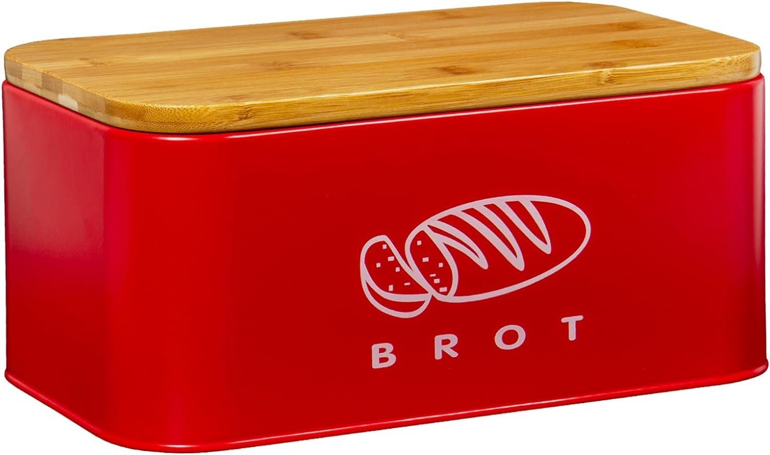 Brotkasten Brotdosen aus Metall mit ökologischem Naturdeckel (als Schneidebrett)