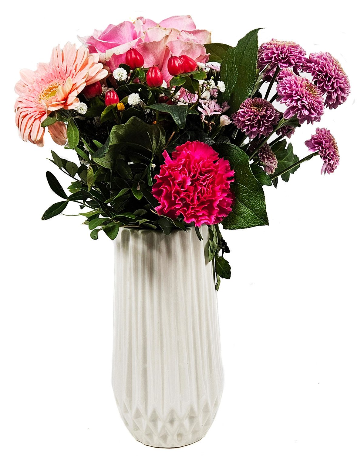 Tischvase Blumenvase Dekovase Vase mit Rillen-Relief für Schnitt-/ Trockenblumen