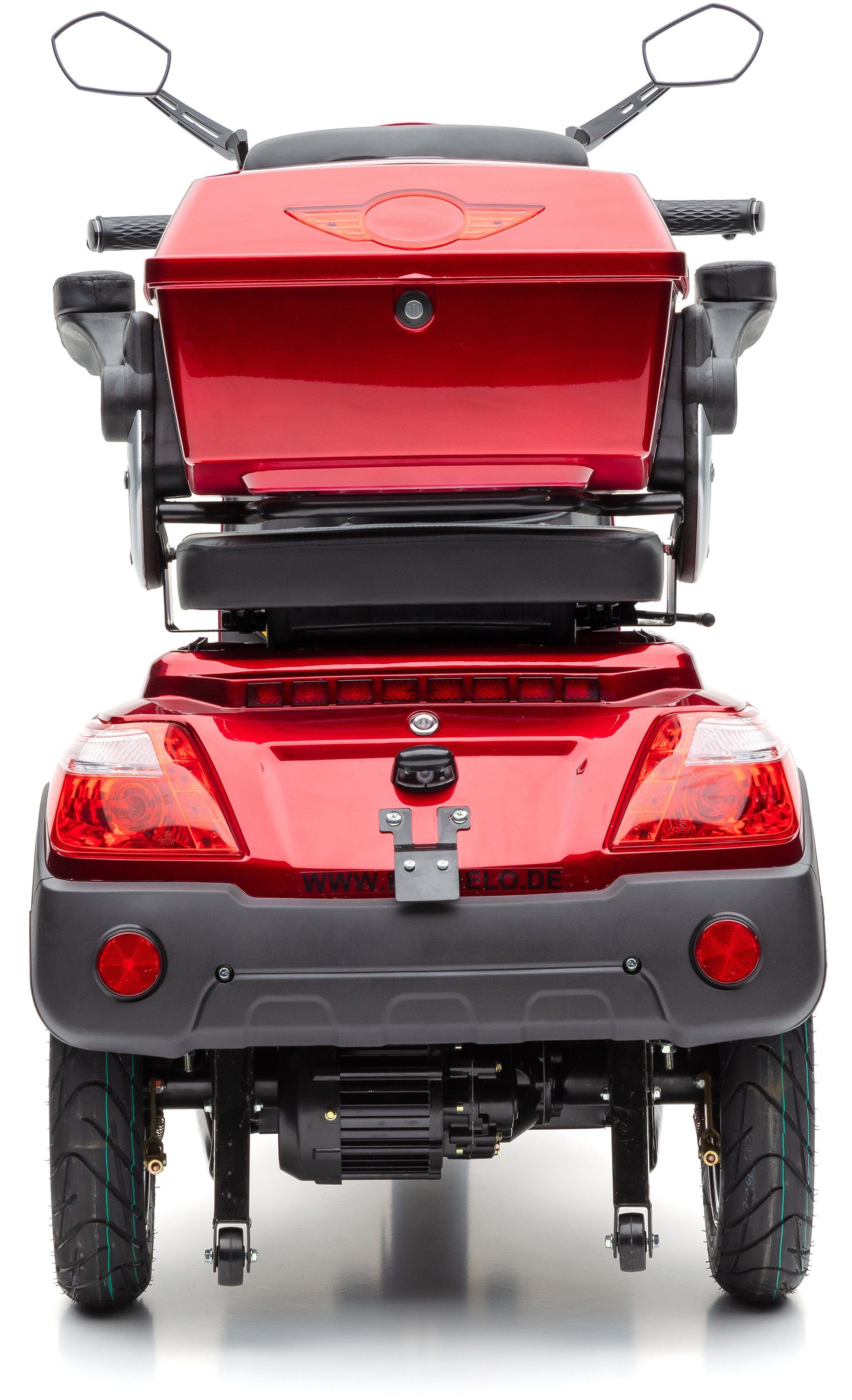leistungsfähigen ECONELO rot Elektromobil mit 1000 JL1000, Lithium-Akku Topcase), 25 einem km/h, W, (mit