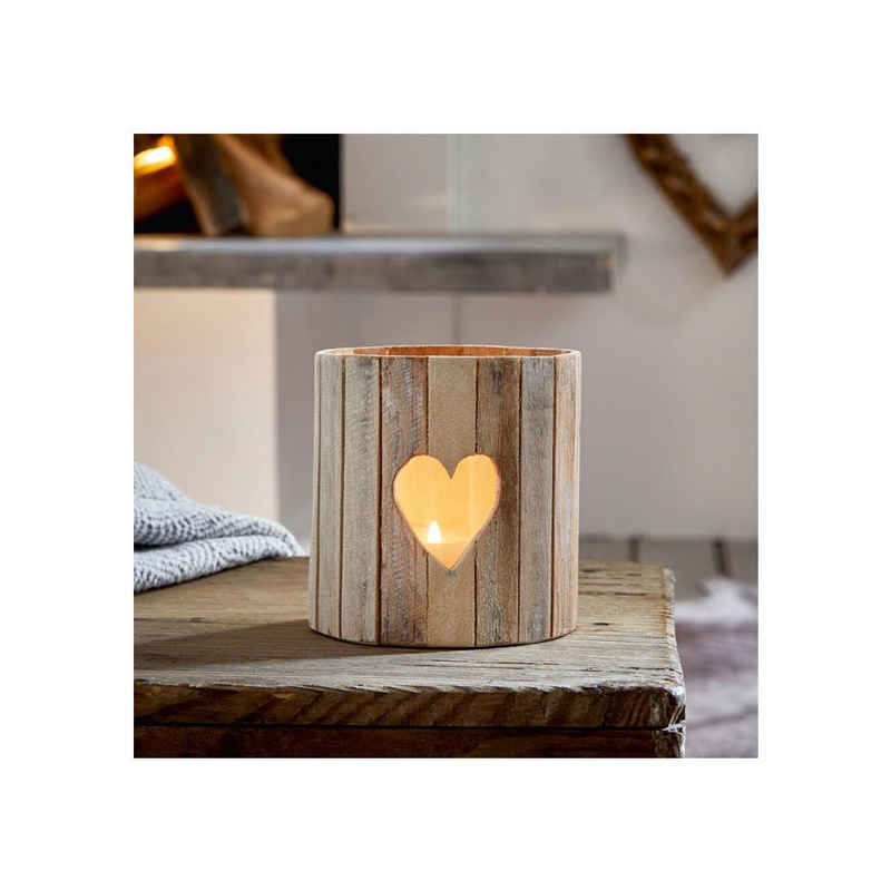 Home-trends24.de Windlicht Herz Kerzenhalter Teelichthalter Deko Love Holz Ständer