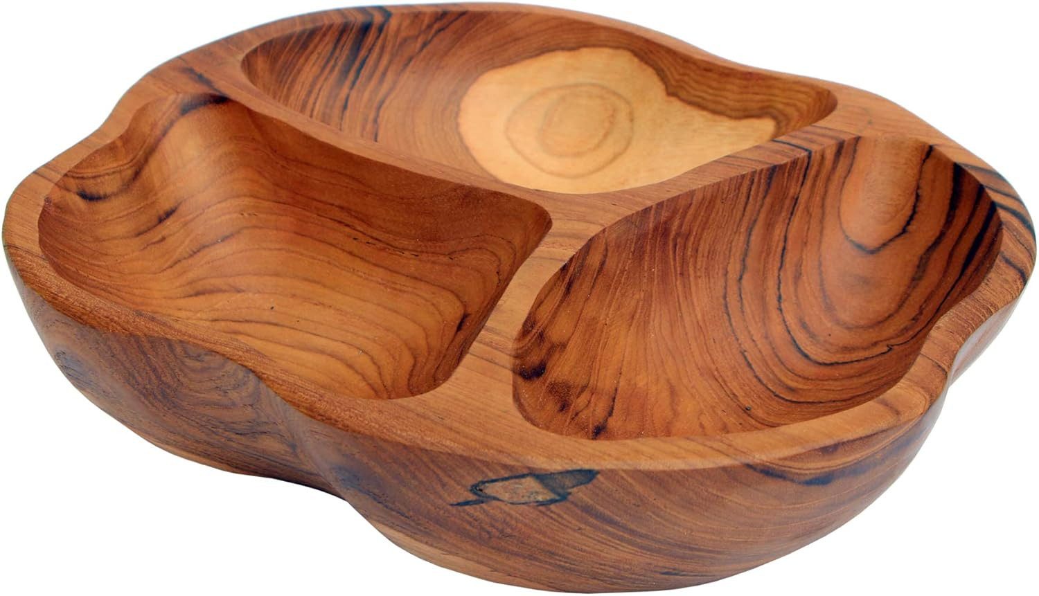 Wogeka Snackschale 28 cm Teakholz Holz Obst Konfekt Snack Knabber Schale