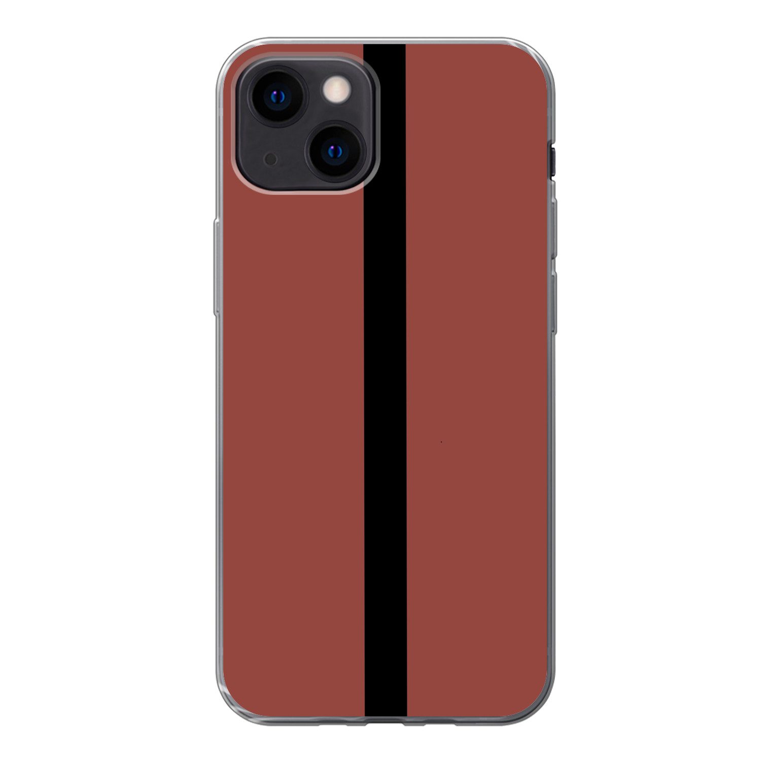 MuchoWow Handyhülle für Apple iPhone 13 mini Rot - Schwarz - Gestreift - Minimalistisch, Smartphone-Bumper, Print, Handy Schutzhülle Dünn