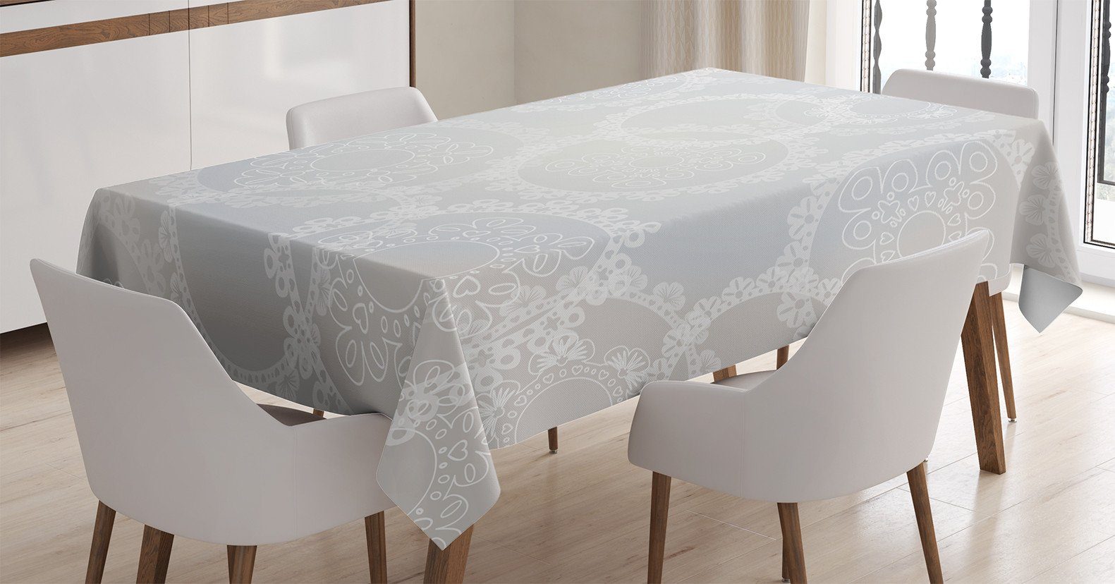 Abakuhaus Tischdecke Farbfest Waschbar Für Klare geeignet Romantische Außen weiß Bereich Grau den Brautspitze Farben