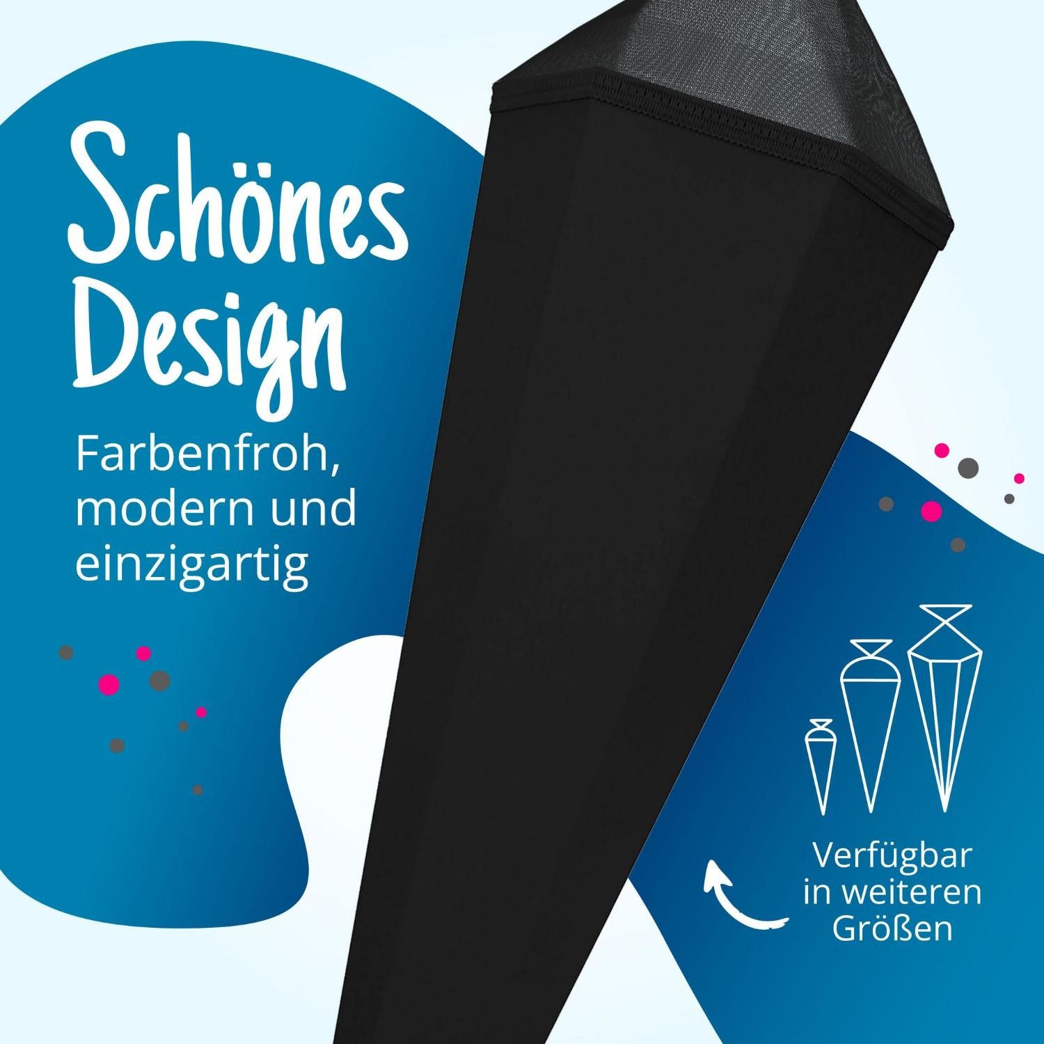 itenga Schultüte itenga Bastelschultüte mit Verschluss SCHWARZ 6eckig 85cm – Bild 4 von 5