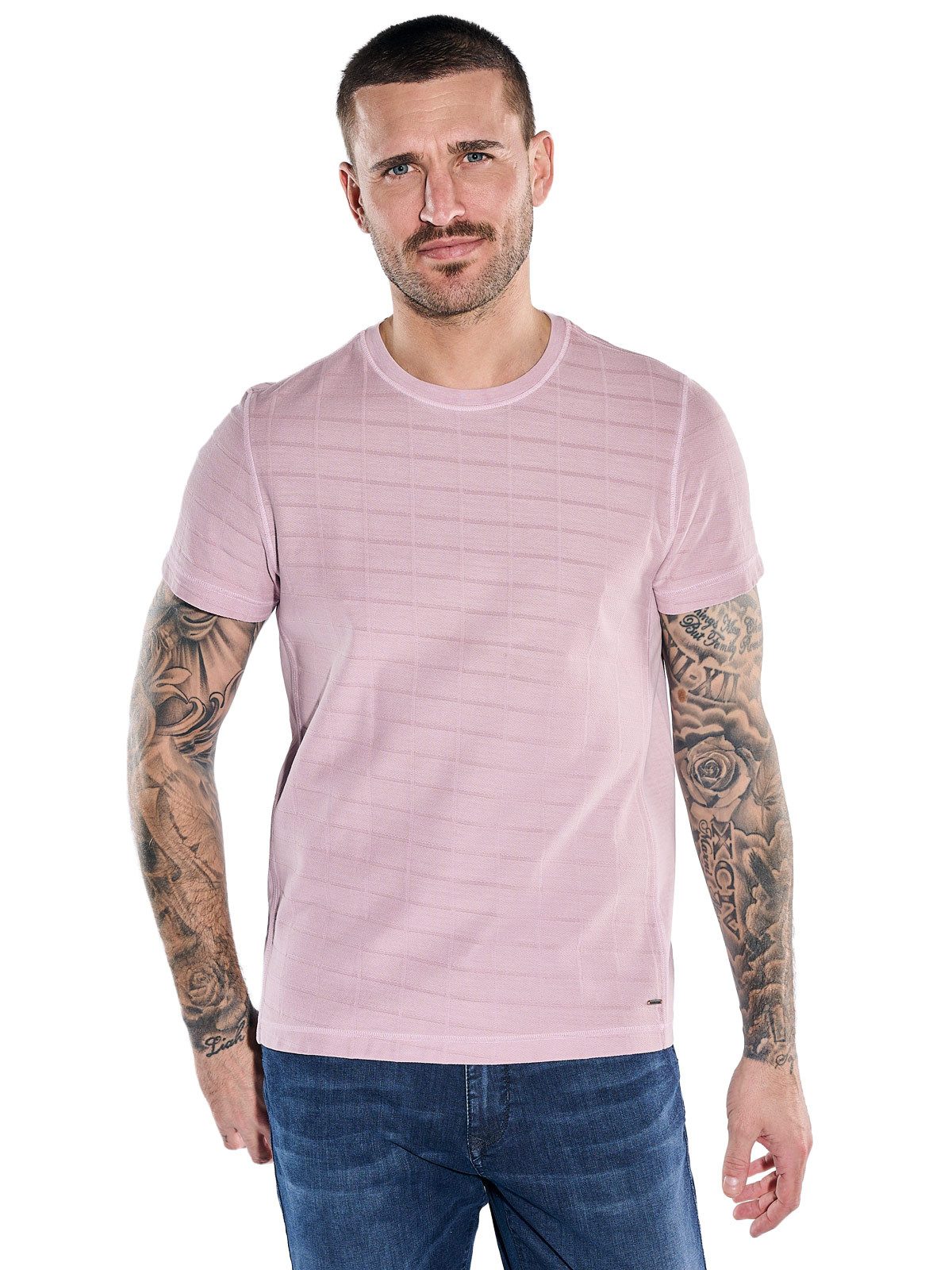 emilio adani T-Shirt Herren Rundhals T-Shirt, Rosa