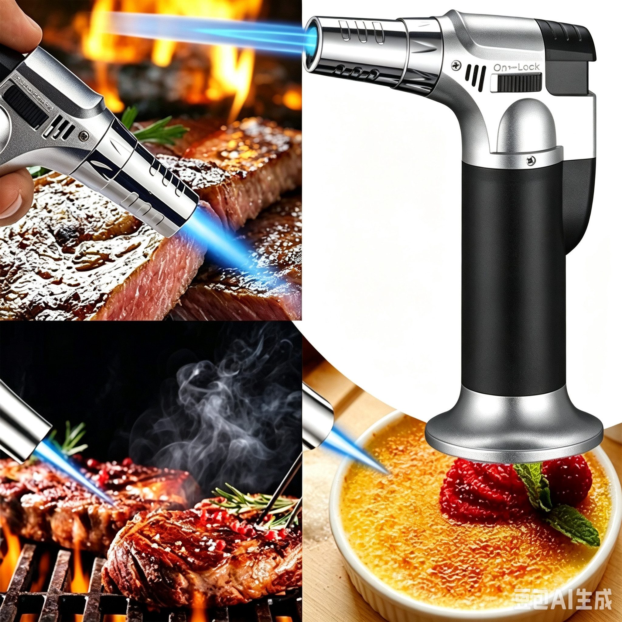 ibettertec Flambierbrenner Gasbrenner, Flambierbrenner, Crème Brûlée Brenner, Grillanzünder, Nachfüllbarer Butangas-Mikrobrenner Feuerzeug