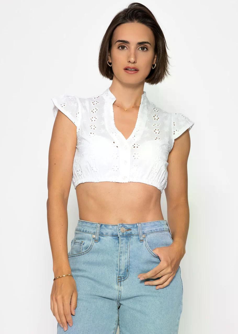 SASSYCLASSY Dirndlbluse Baumwoll Dirndlbluse mit Stickerei für Damen Tradit günstig online kaufen