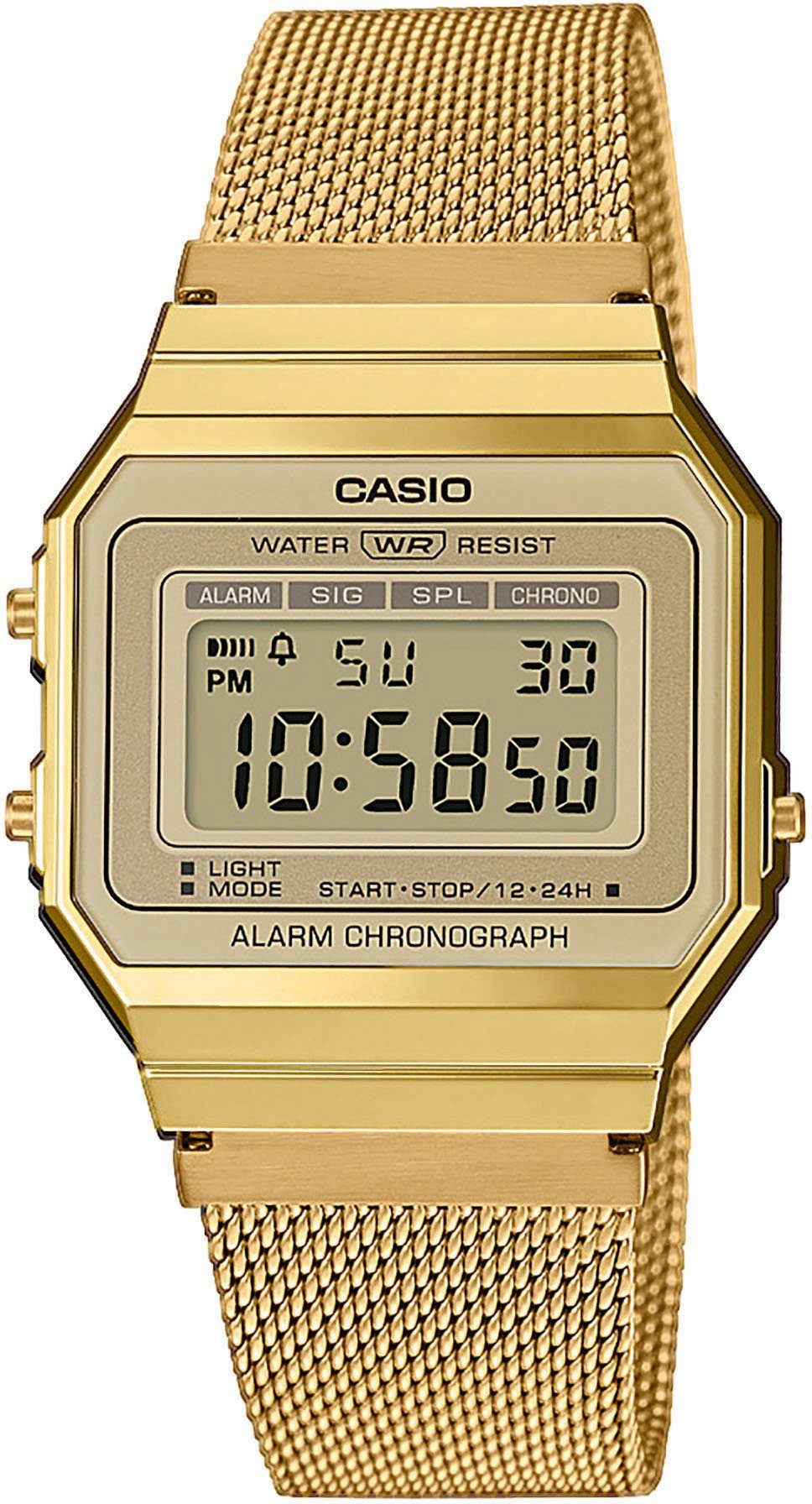 CASIO VINTAGE Chronograph A700WEMG-9AEF, Quarzuhr, Armbanduhr, Damen, Herren, digital, retro, Stoppfunktion