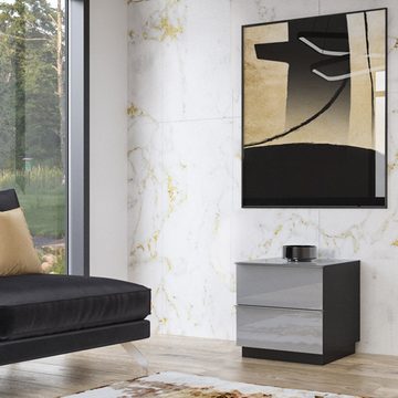 Lomadox Wohnwand HOOVER-83, (Mega-Spar-Set, 8-St), Wohnzimmer Möbel Set modern in grau mit Glasfronten, : 250/195/48 cm