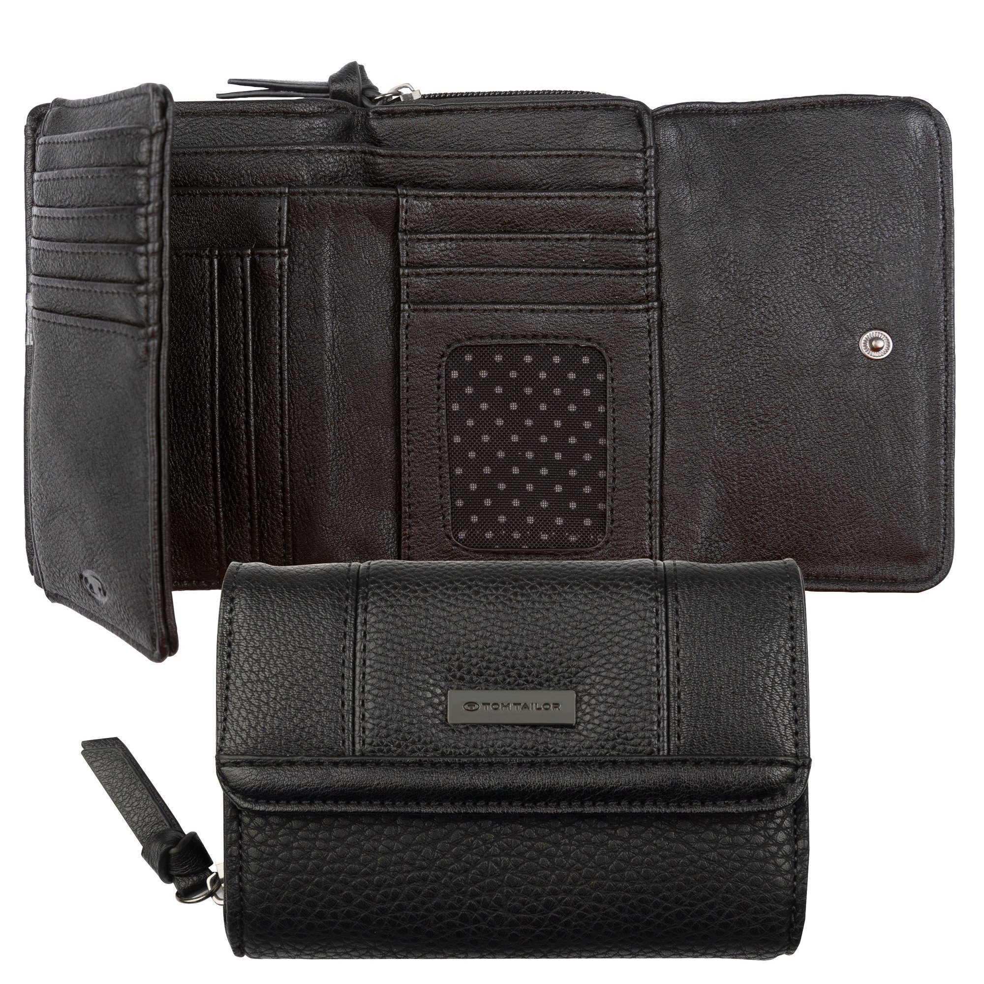 TOM TAILOR Geldbörse Juna, aus soft genarbtem ledrigen Material mit glänzenden Metall-Accessoires