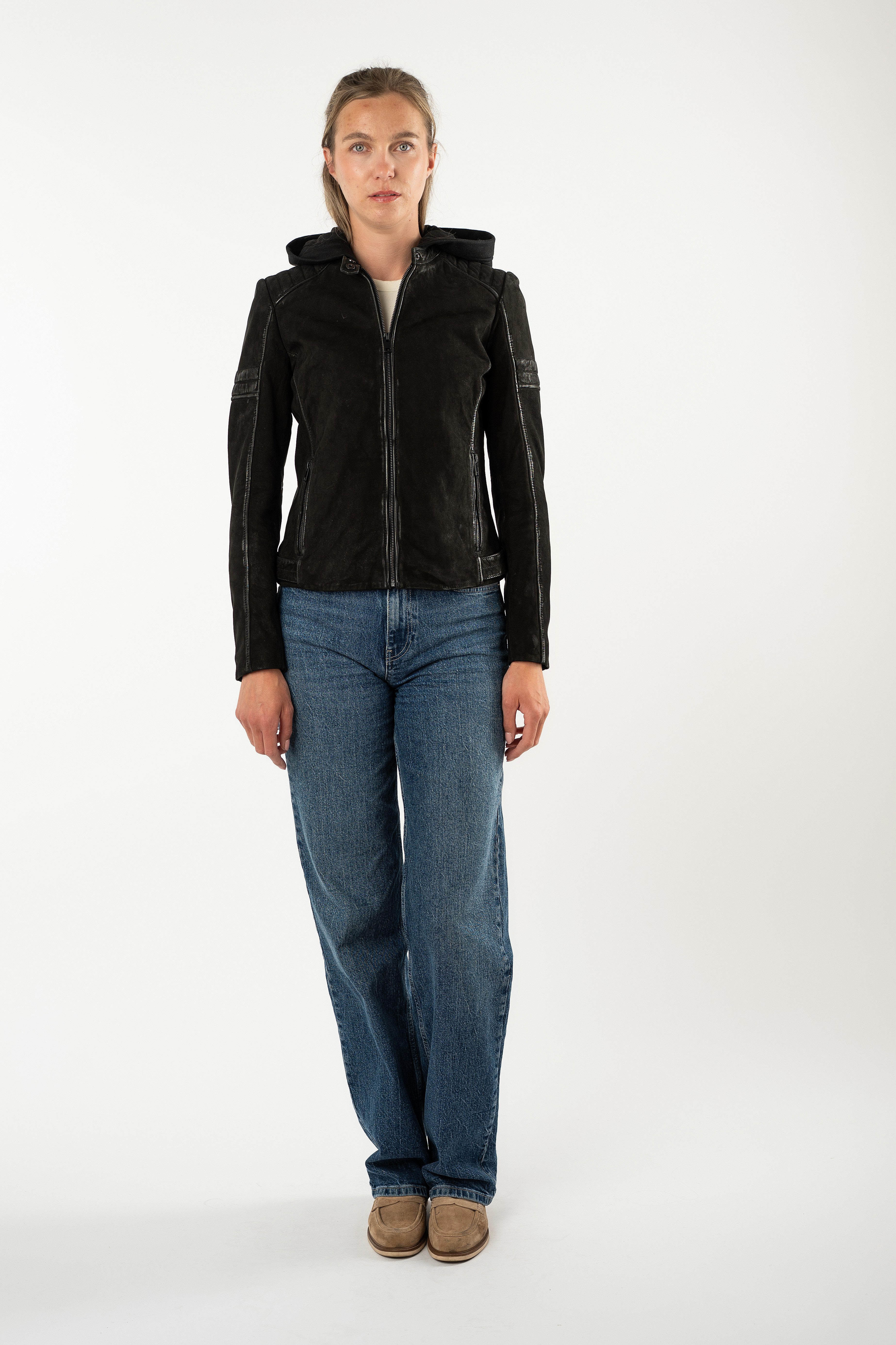 Mauritius Lederjacke MWShary SF mit abnehmbarer Kapuze, Slim Fit