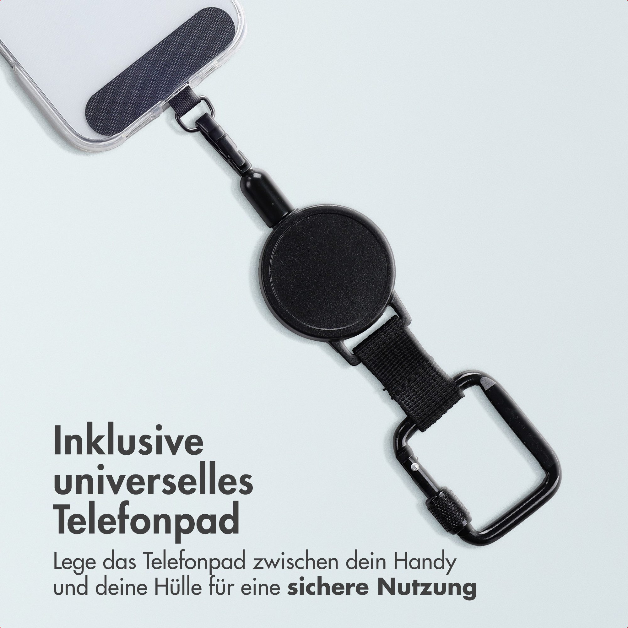 imoshion Smartphone-Tragegurt imoshion Ausziehbares Kabel mit Karabinerhaken und Telefon-Pad - Anti-, (1-tlg) – Bild 4 von 5