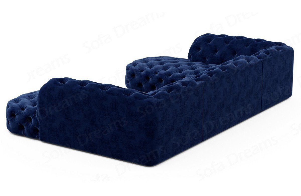 Stoffsofa, Samtstoff dunkelblau77 Couch Sofa U Couch Wohnlandschaft Lanzarote Look Chesterfield Designer Dreams Sofa Lounge im