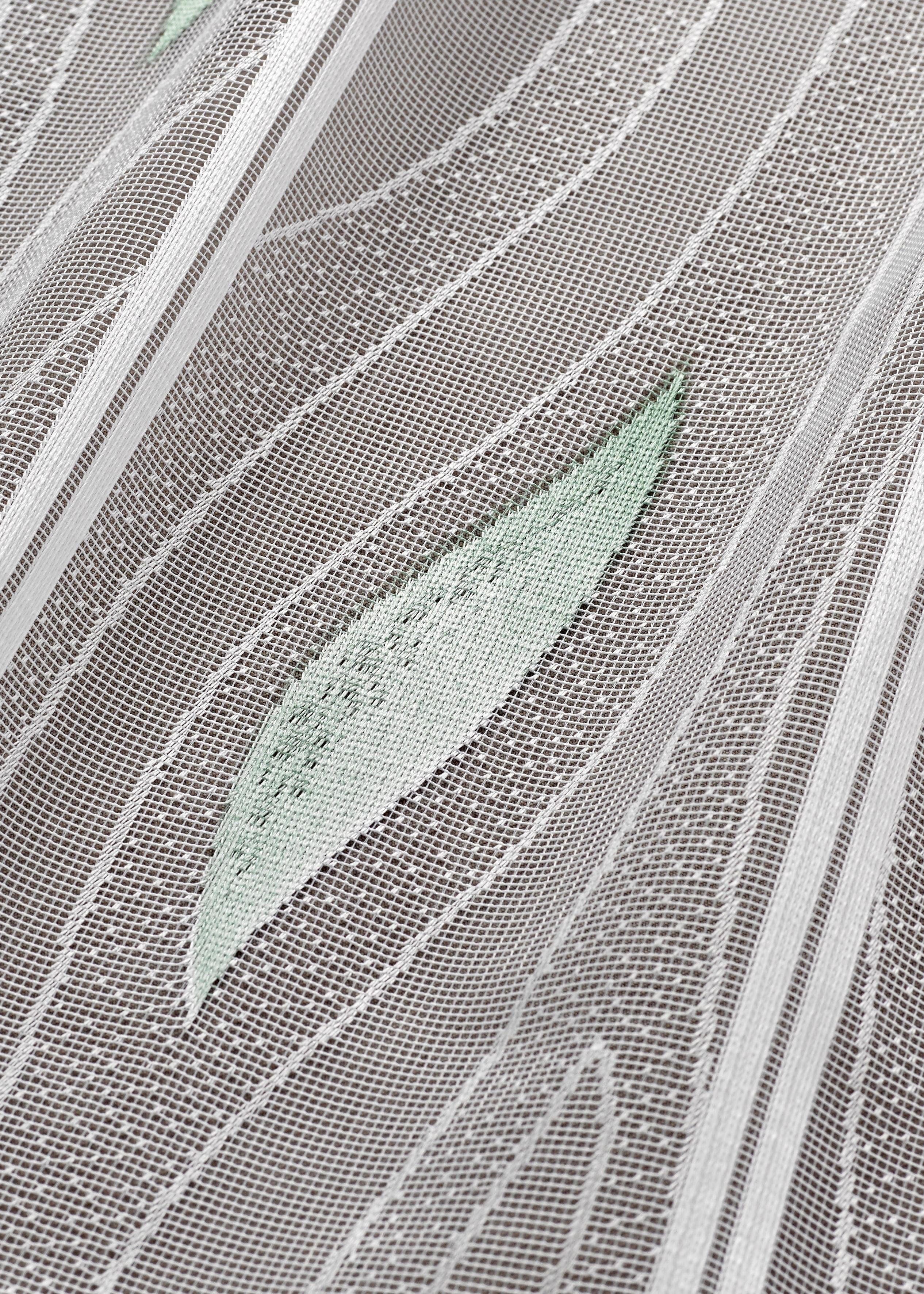 St), grün/weiß/apricot Scheibengardine Jacquard Stangendurchzug transparent, Mathilda, (1 VHG,