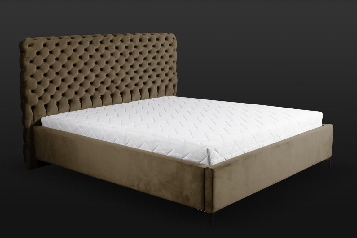 Polsterbett Grünes Chesterfield-Bett mit eleganter Knopfheftung
