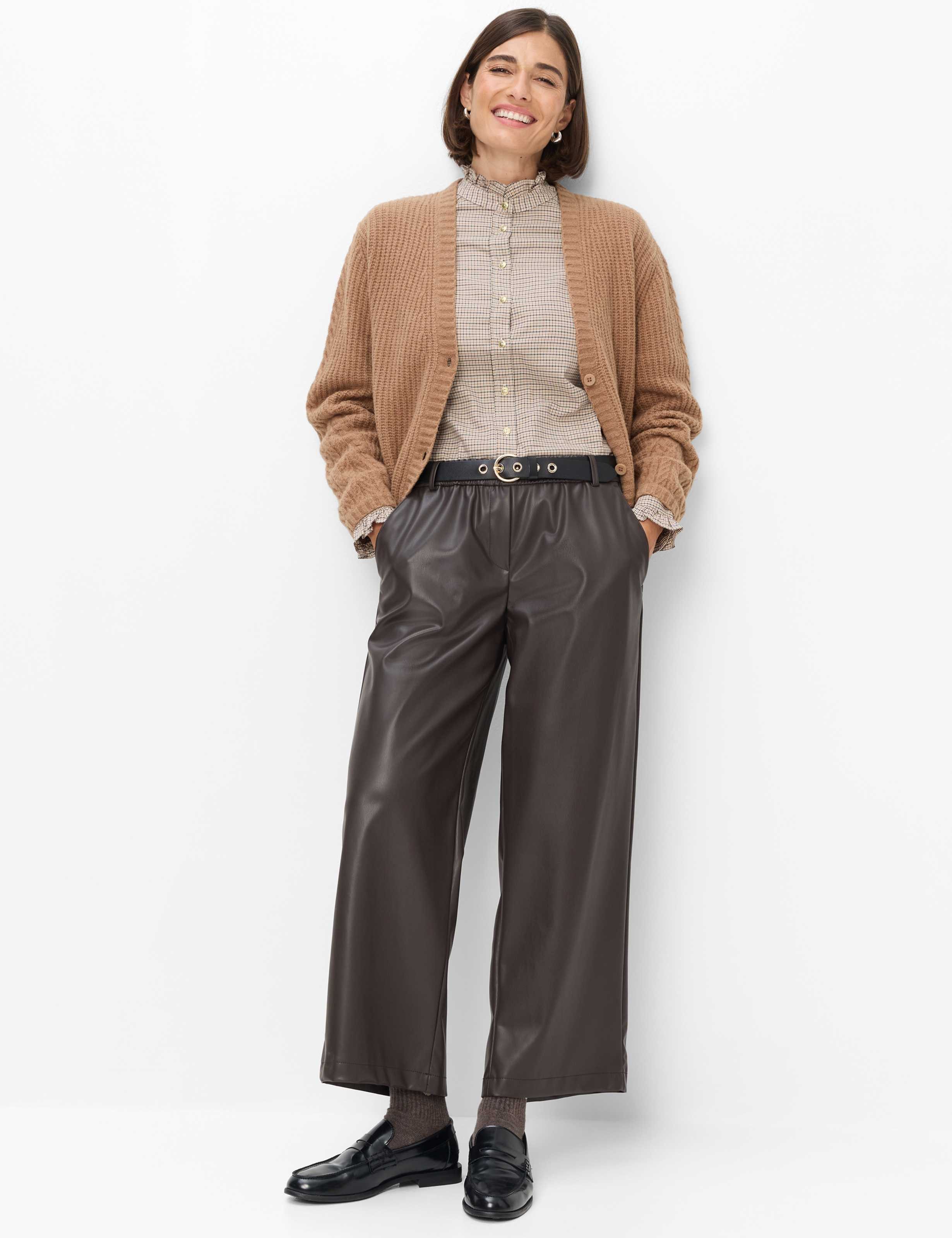 Brax 5-Pocket-Hose Style MAINE S Nappalederoptik: Culotte im Wide Leg – Bild 2 von 5